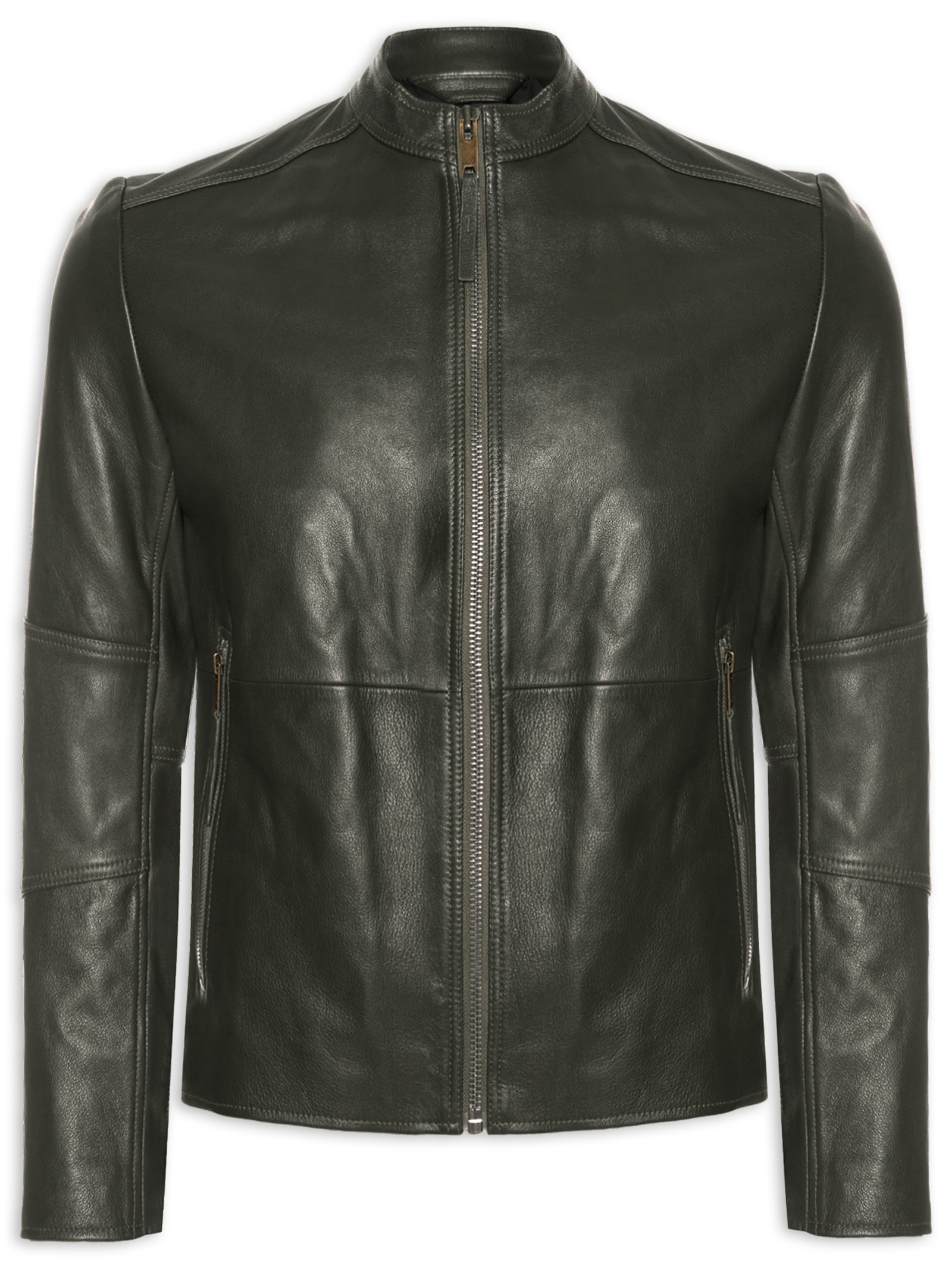 Jaqueta Masculina De Couro Slim-Fit Loki-3 - Verde - Hugo