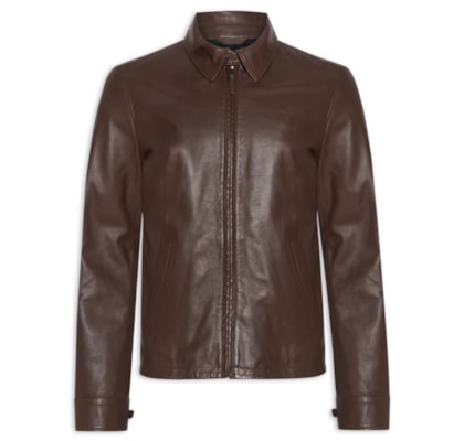 Jaqueta Masculina De Couro Windbreaker - Marrom