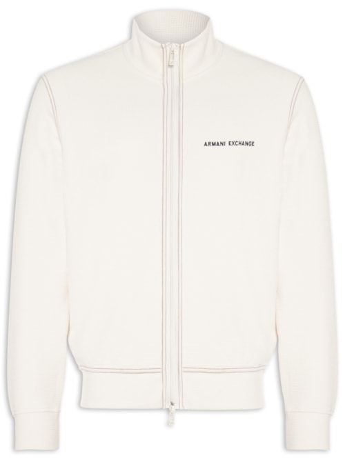 Jaqueta Masculina De Moletom Com Zíper - Branco