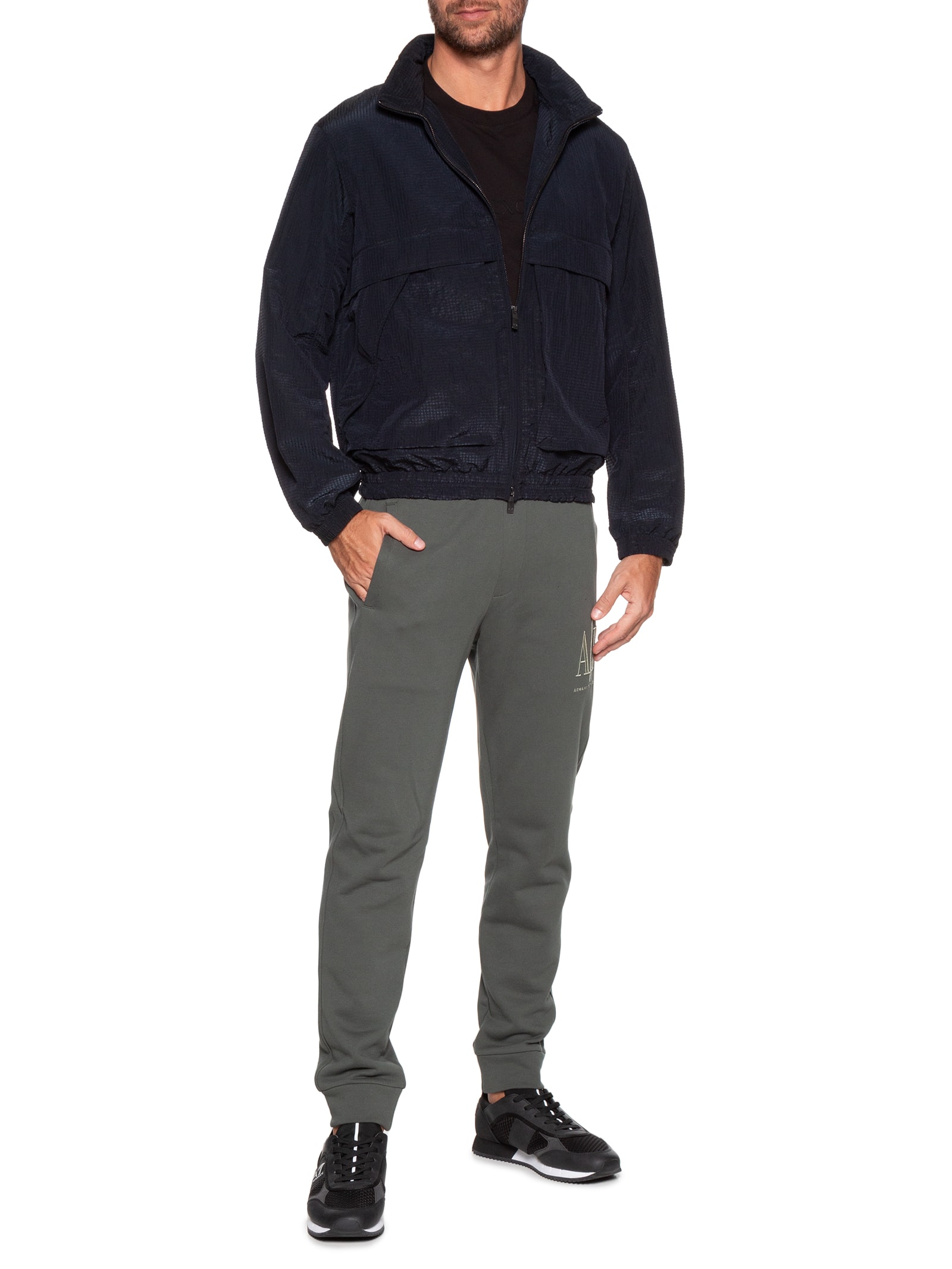 Armani Exchange - Jaqueta Masculina De Nylon com Bolsos - Azul