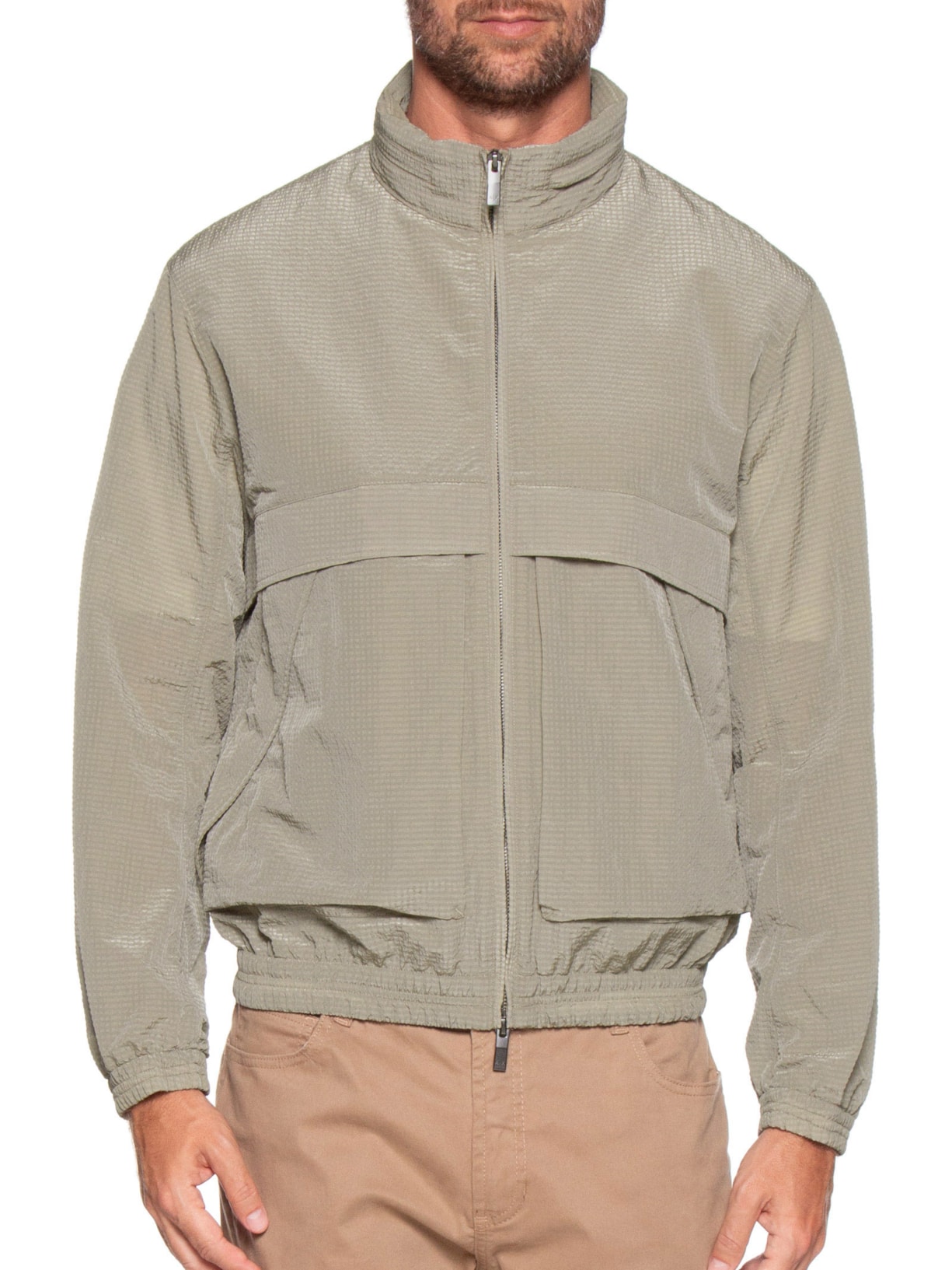 Jaqueta Masculina De Nylon com Bolsos Marrom Armani Exchange