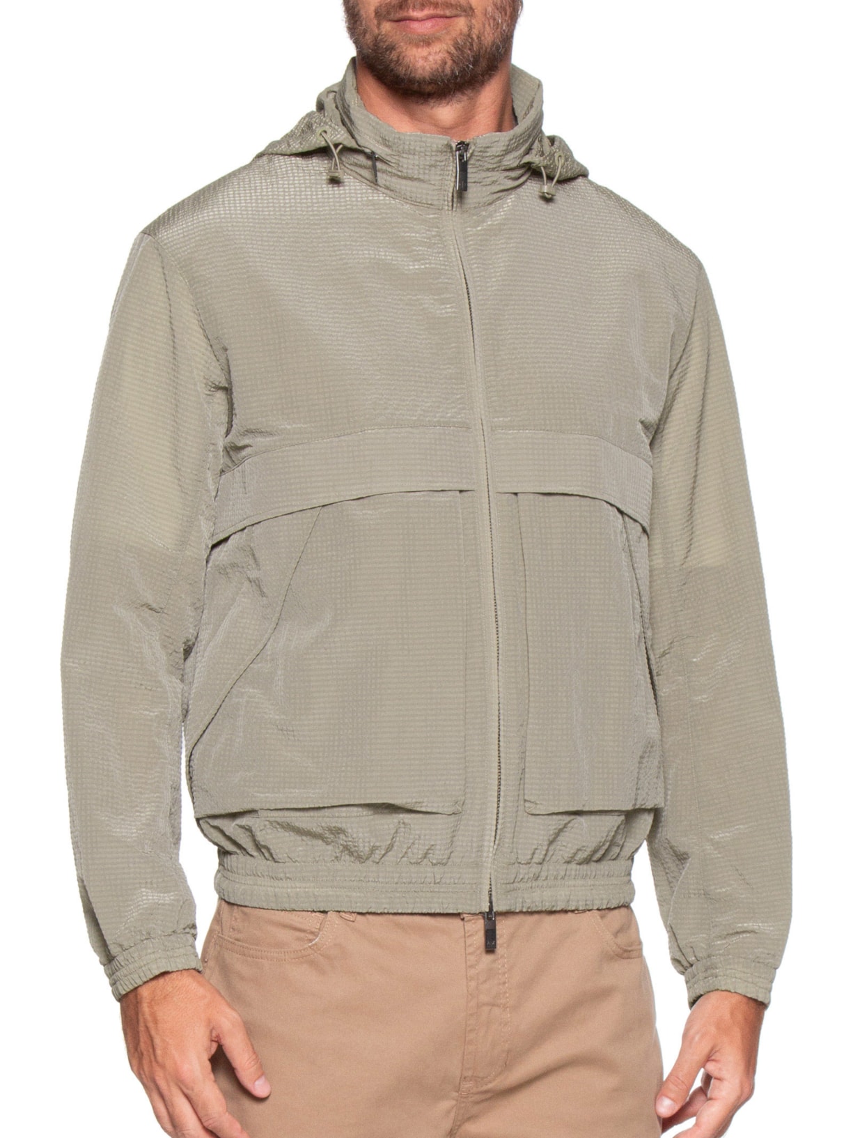 Jaqueta Masculina De Nylon com Bolsos Marrom Armani Exchange