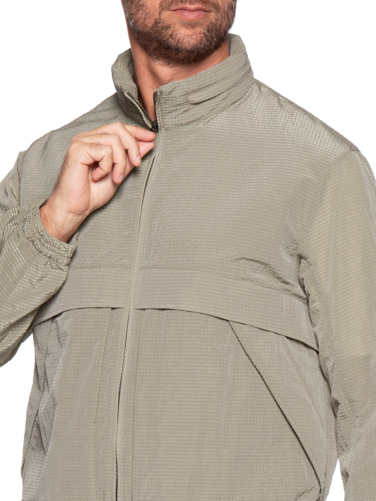 Jaqueta Masculina De Nylon com Bolsos Marrom Armani Exchange
