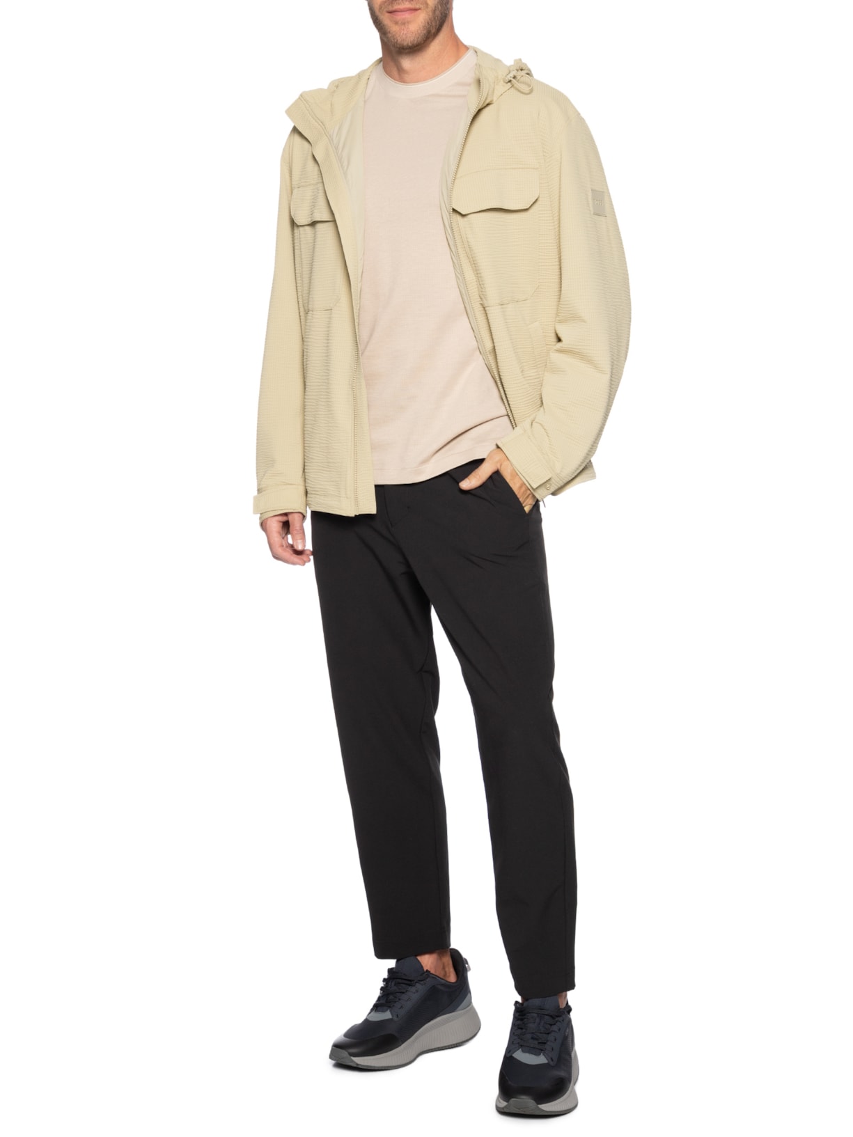 Jaqueta Masculina de Nylon P Colide Bege Boss