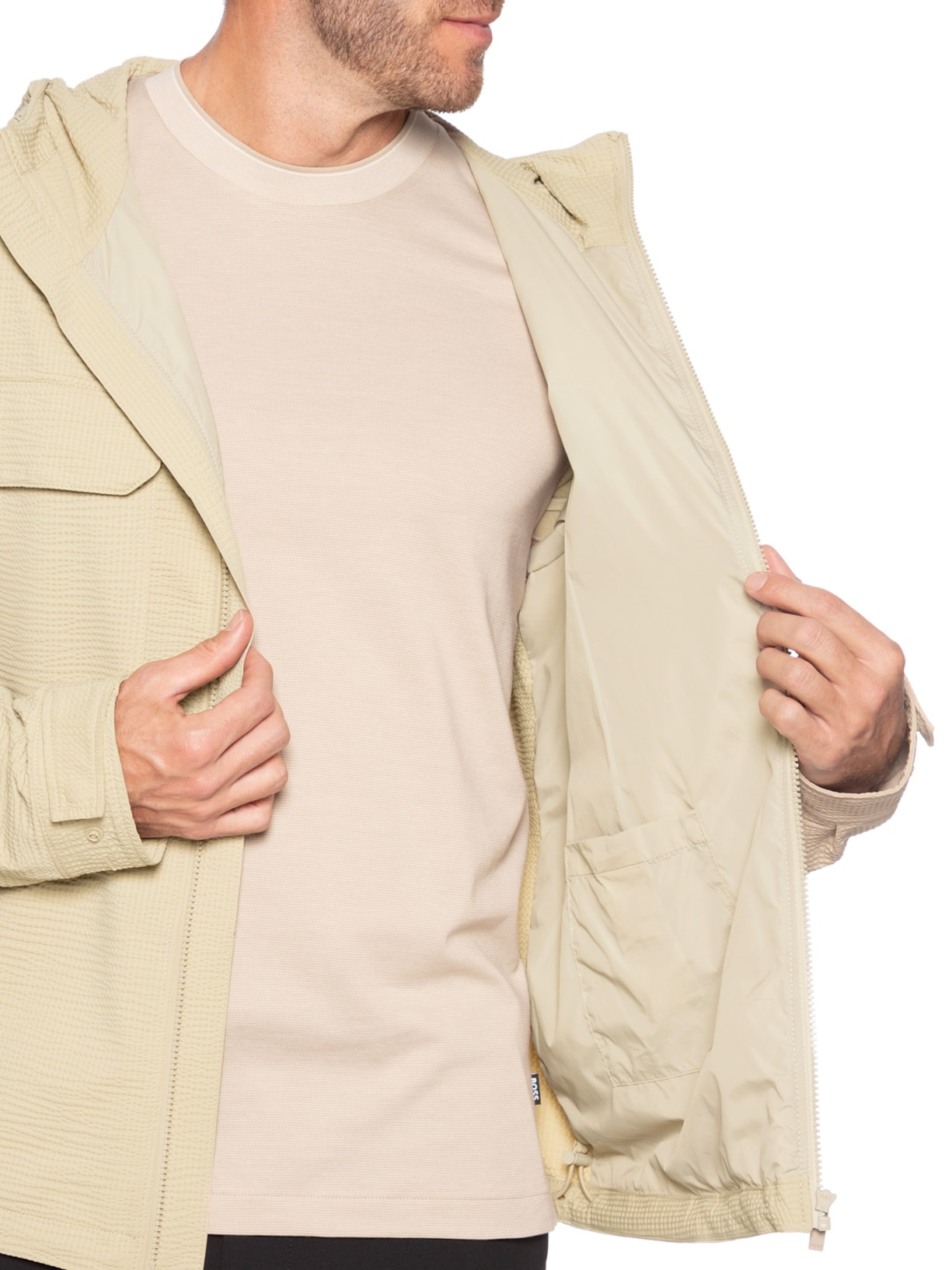 Jaqueta Masculina de Nylon P Colide Bege Boss