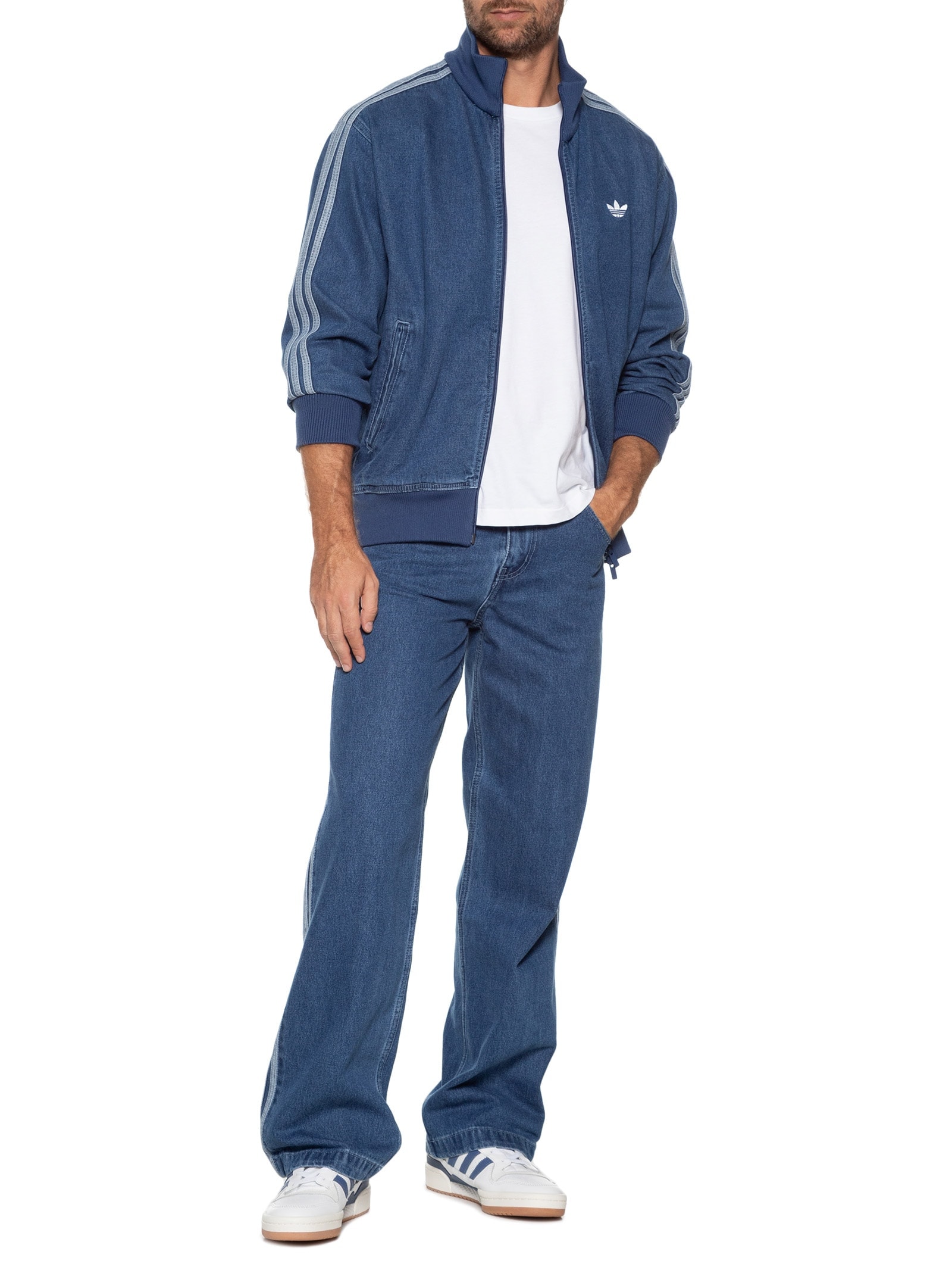 Adidas Originals - Jaqueta Masculina Denim Firebird TT - Azul