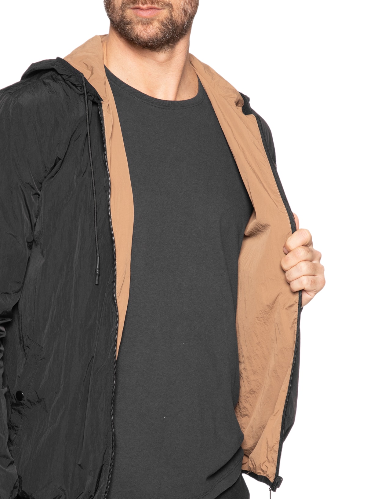 Jaqueta Masculina Dupla Face Nylon Tech Foxton Preto