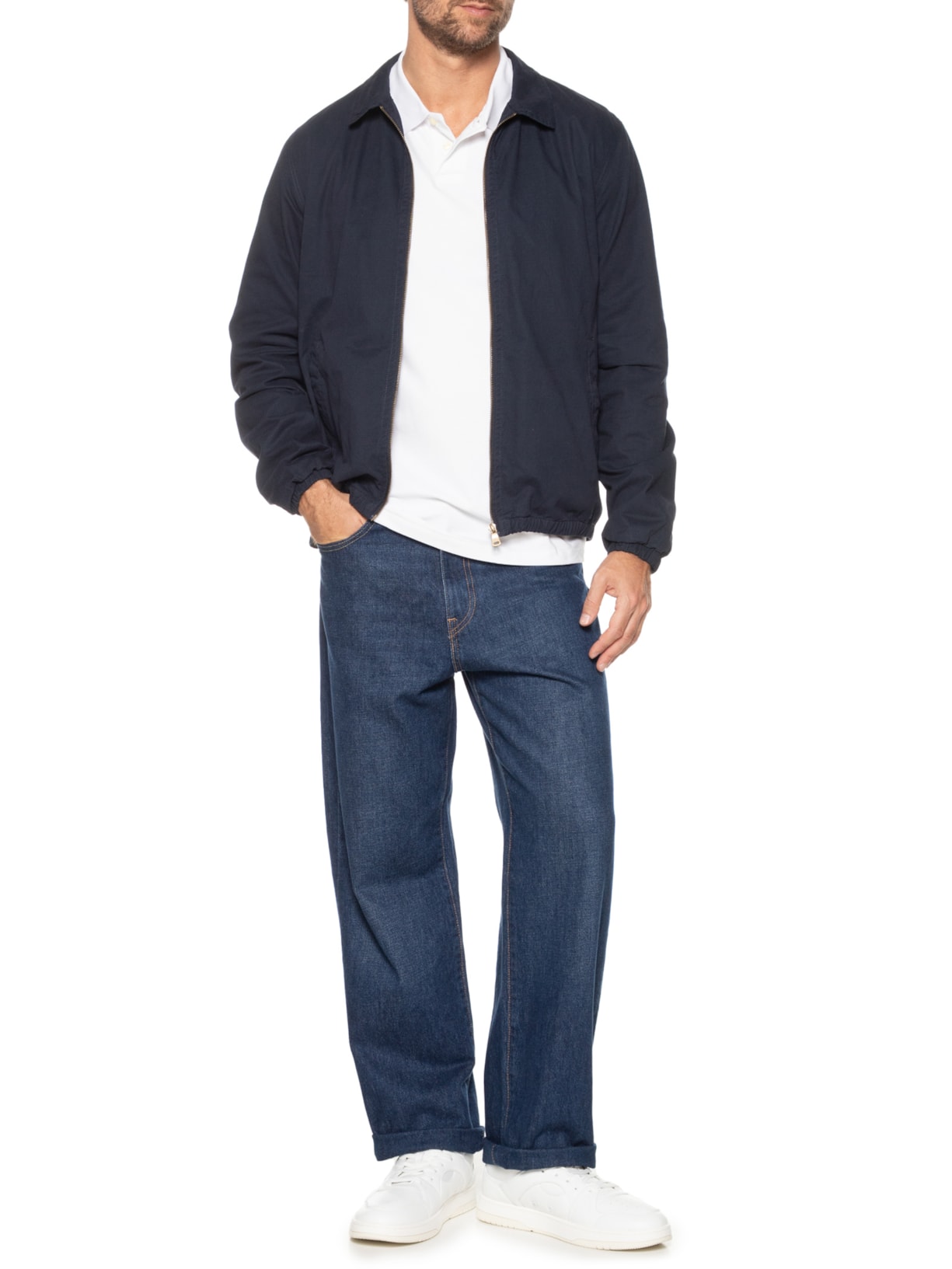 Jaqueta Masculina em Algodão Sarjada Azul '2 Essential