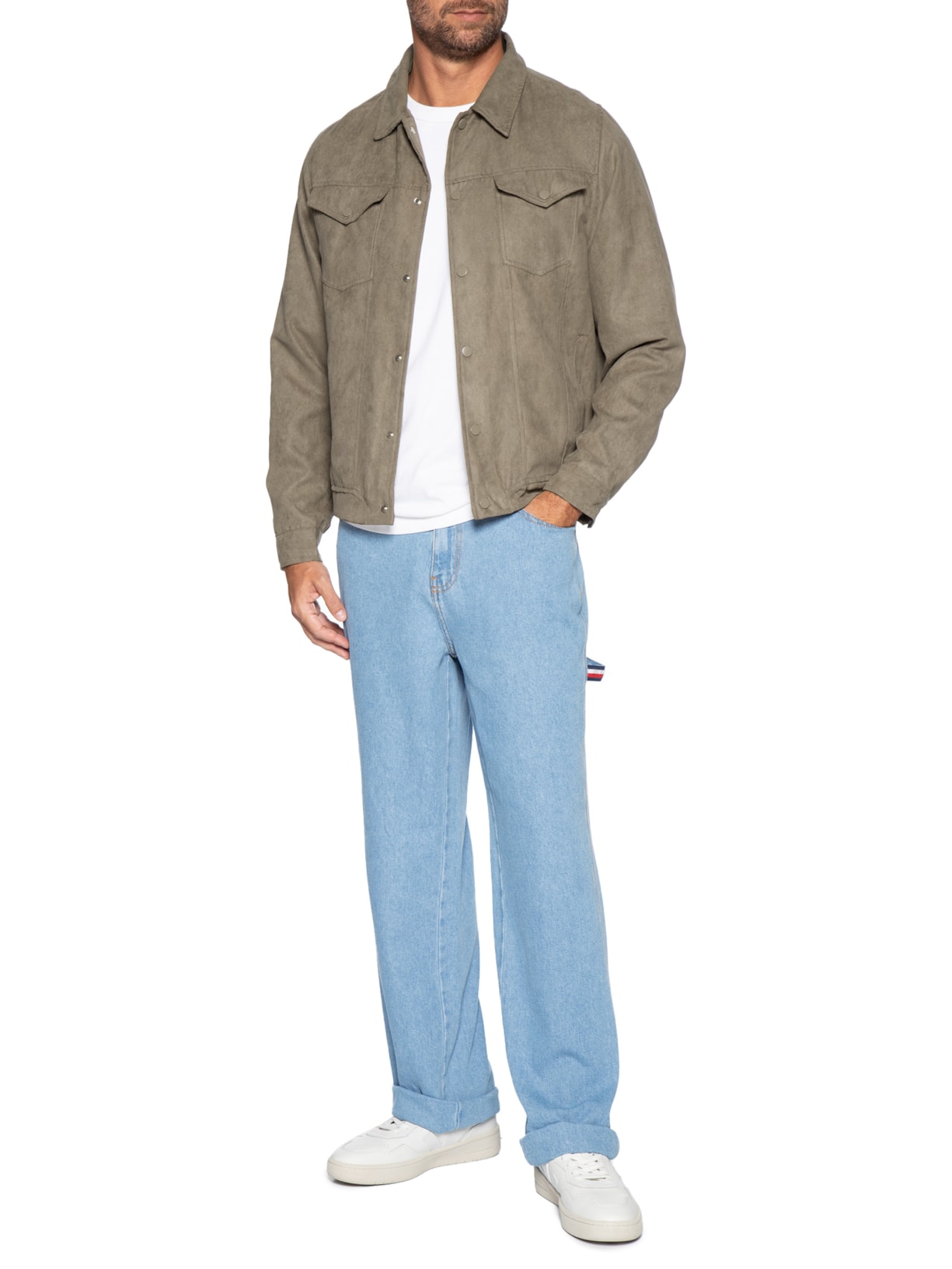 Jaqueta Masculina em Suede – Bege Basiq Men