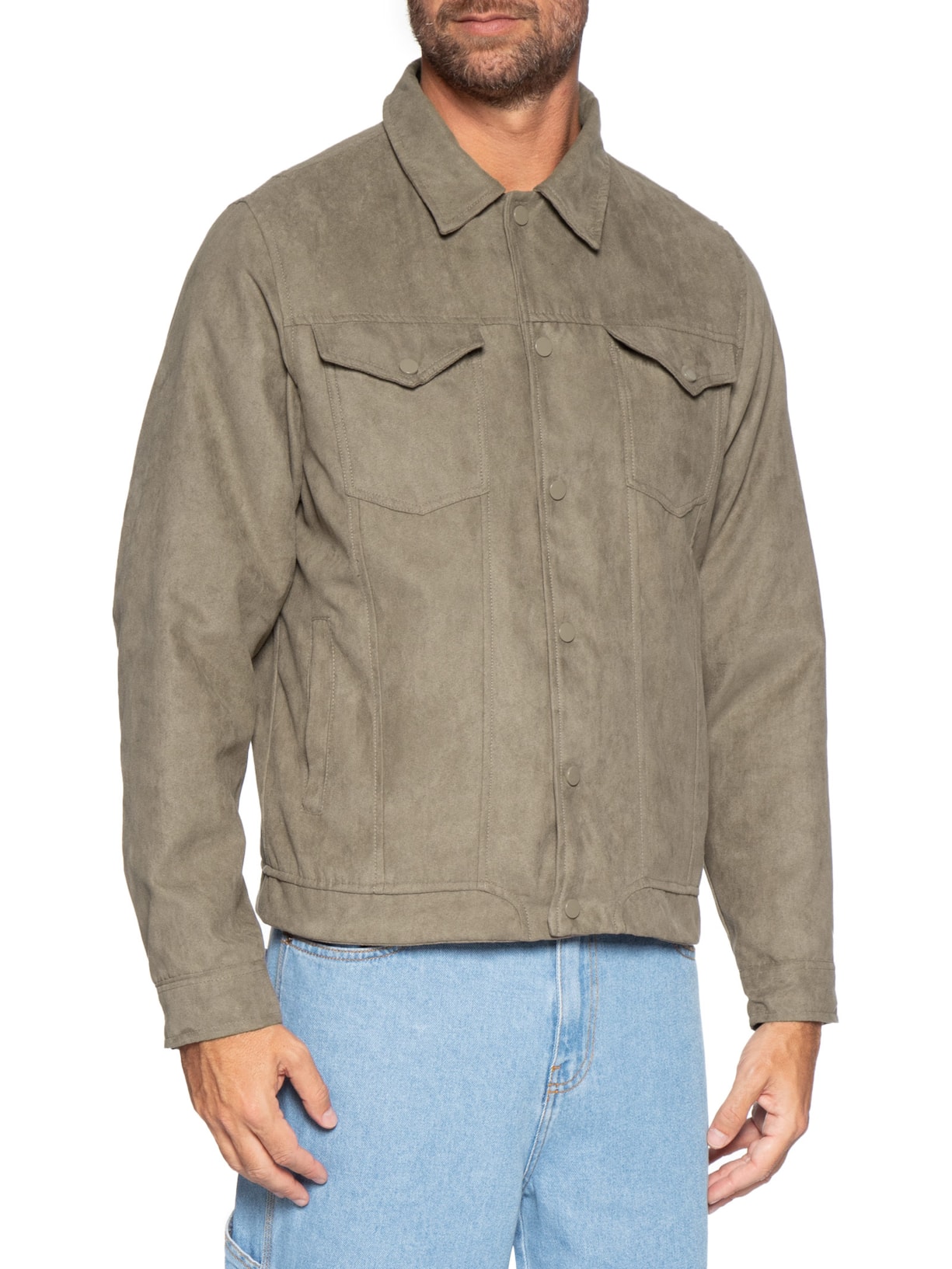 Jaqueta Masculina em Suede – Bege Basiq Men