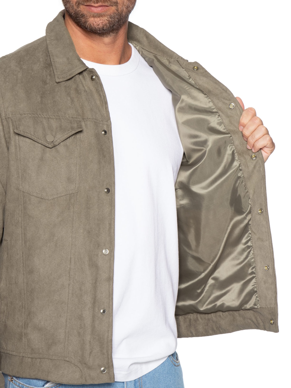 Jaqueta Masculina em Suede – Bege Basiq Men