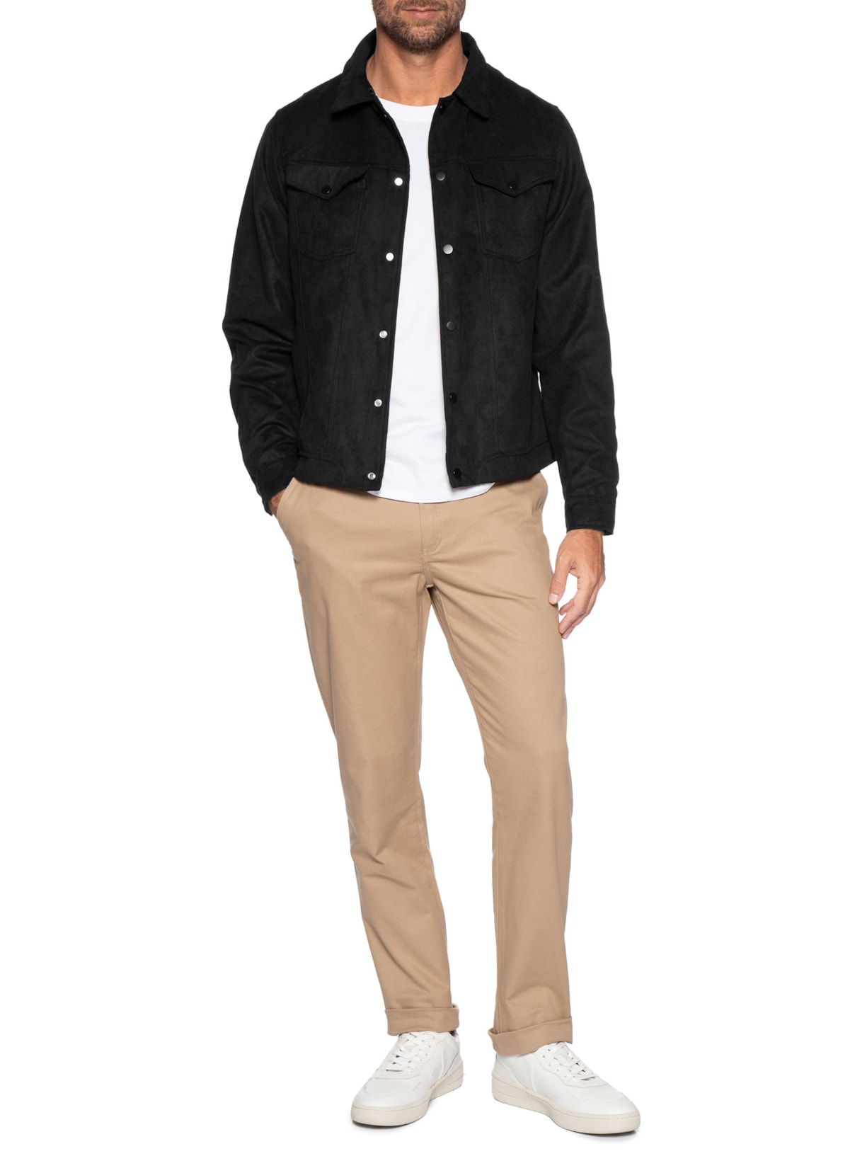 Jaqueta Masculina em Suede – Preto Basiq Men