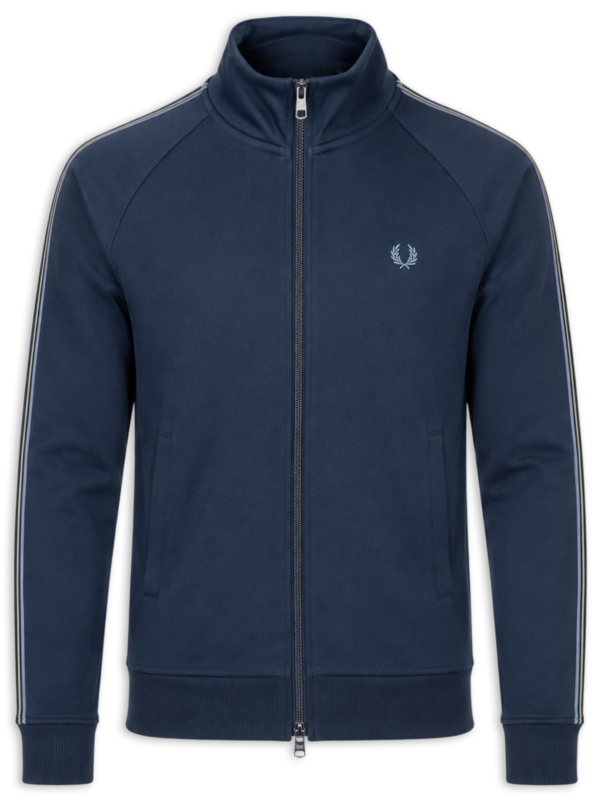Jaqueta Masculina Esportiva Detalhe Faixa Dupla Azul Fred Perry