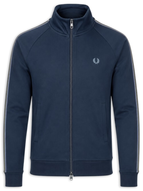 Jaqueta Masculina Esportiva Detalhe Faixa Dupla - Azul
