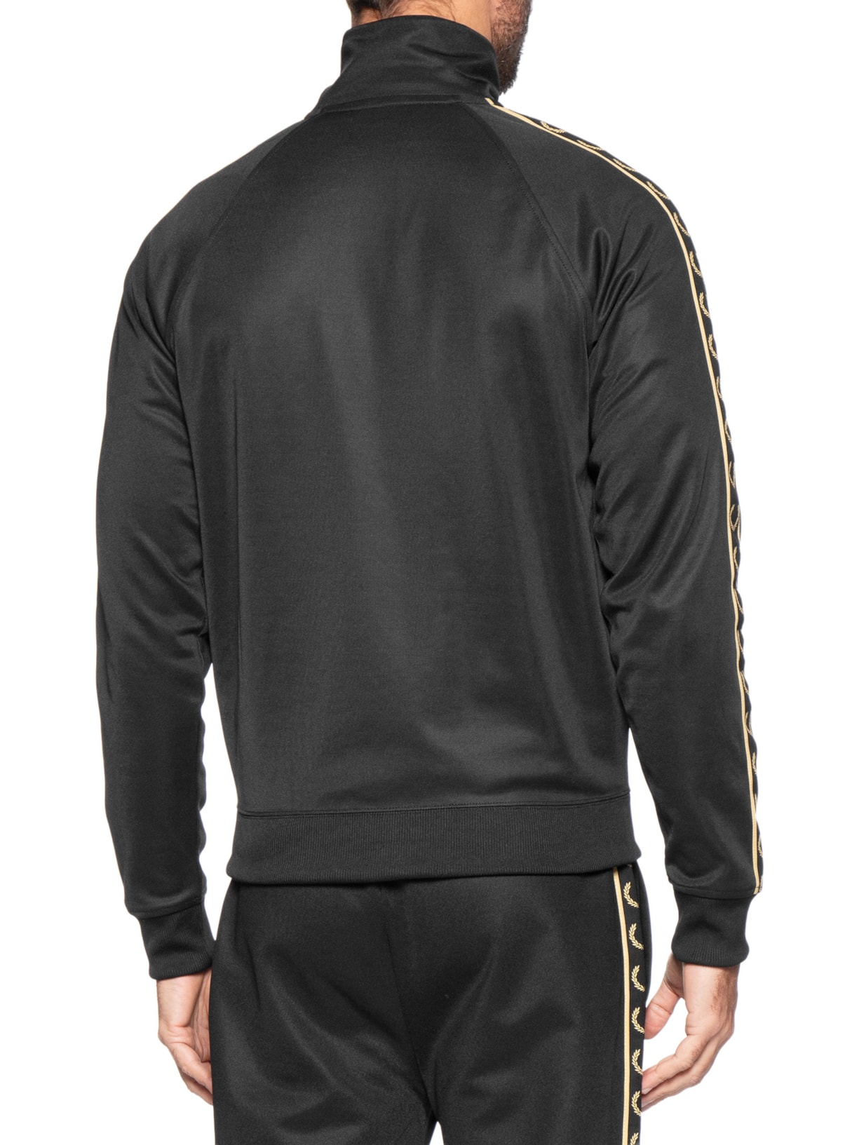 Jaqueta Masculina Esportiva Detalhe Faixa Dupla Preto Fred Perry
