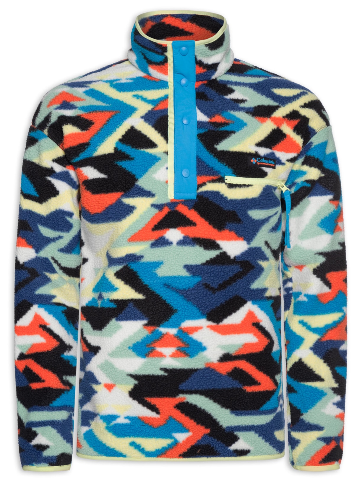 Jaqueta Masculina Fleece Icons Helvetia™ II Printed Half Snap Azul Columbia