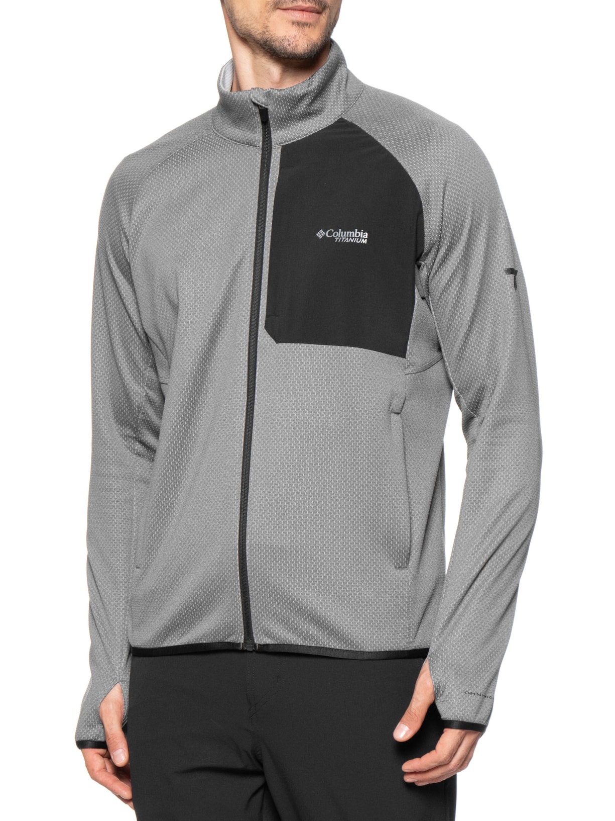 Jaqueta Masculina Fleece Triple Canyon Grid Full Zip Cinza Columbia