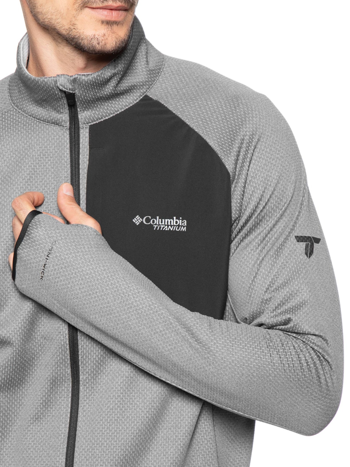 Jaqueta Masculina Fleece Triple Canyon Grid Full Zip Cinza Columbia