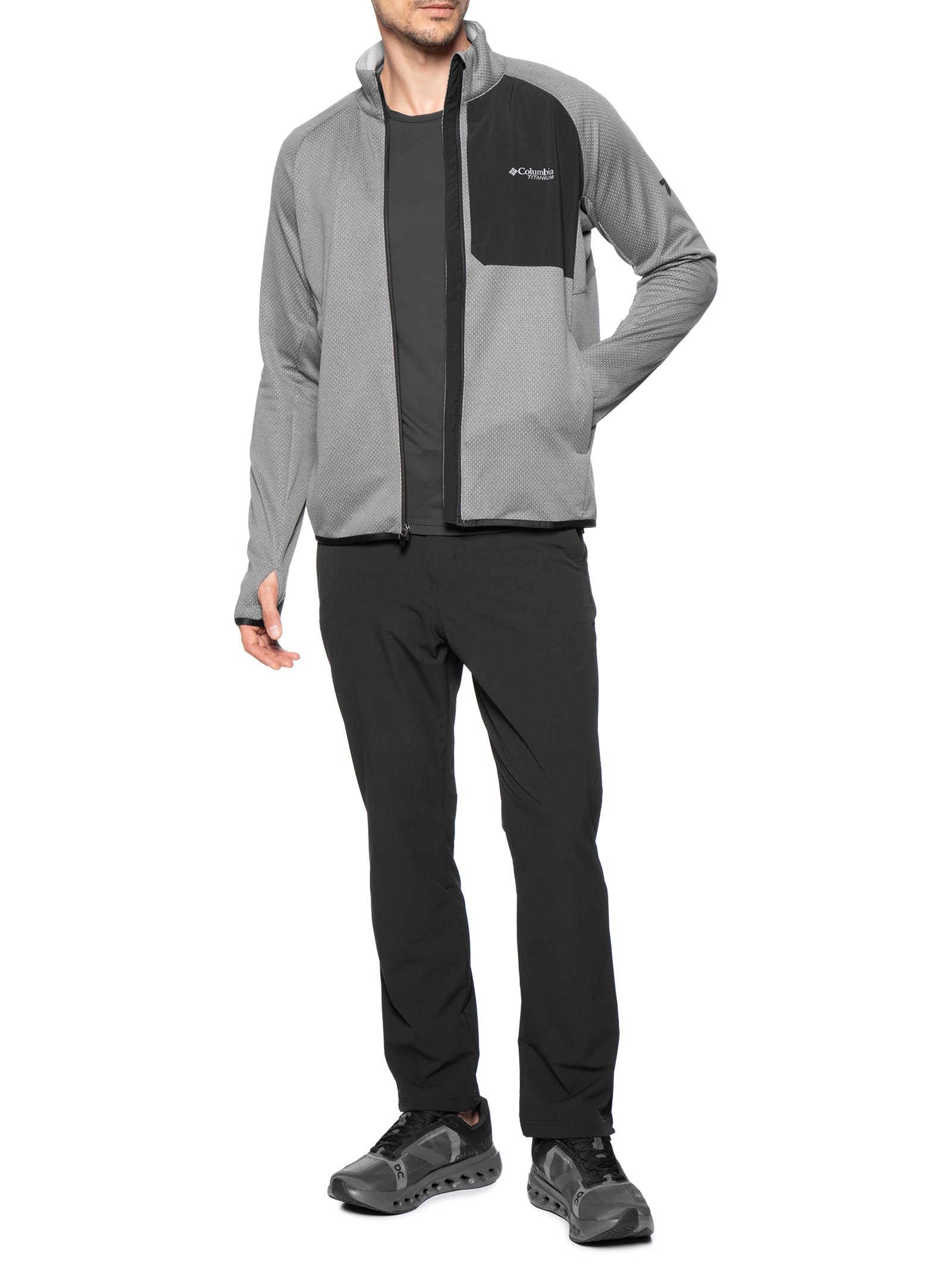 Jaqueta Masculina Fleece Triple Canyon™ Grid Full Zip - Cinza
