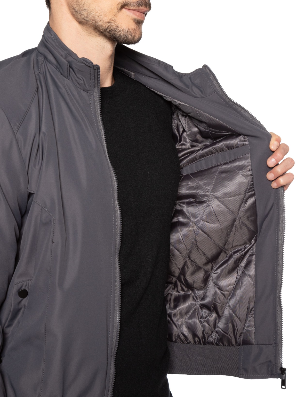 Jaqueta Masculina Forrada Com Gorro Cinza Basiq Men