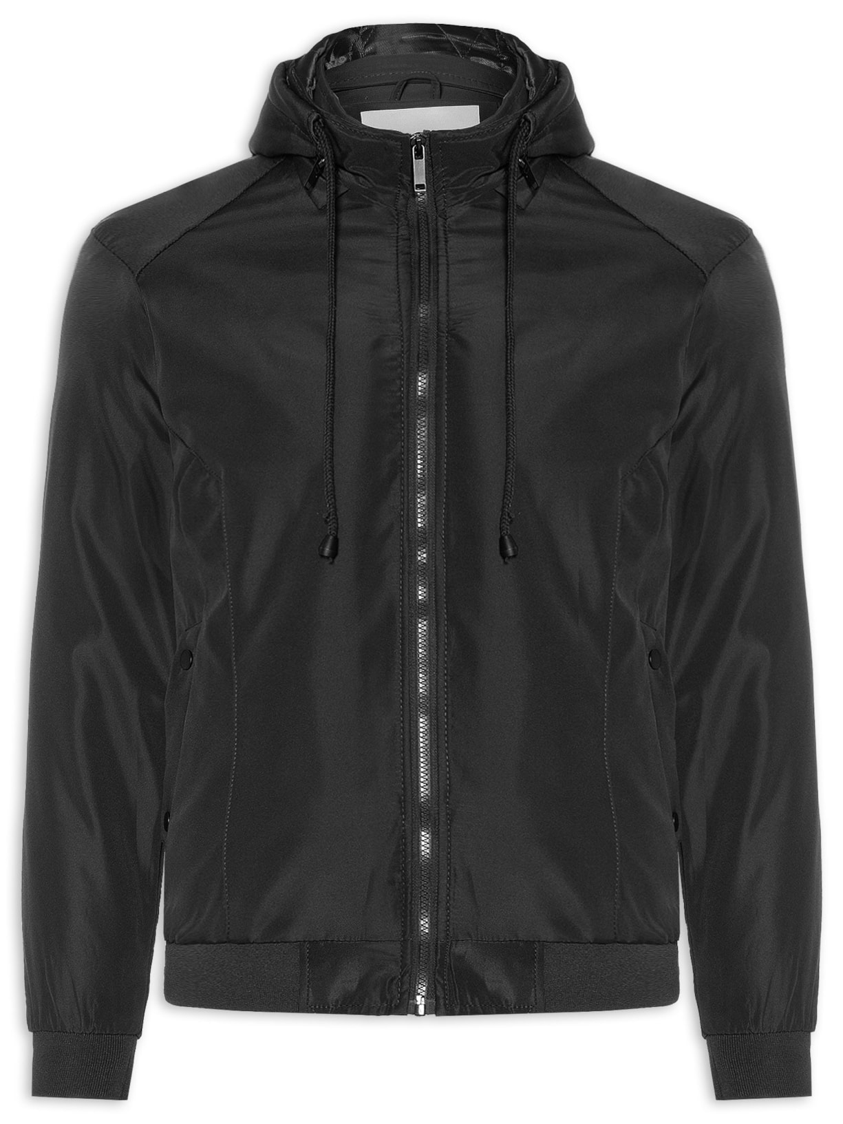 Jaqueta Masculina Forrada Com Gorro Preto Basiq Men