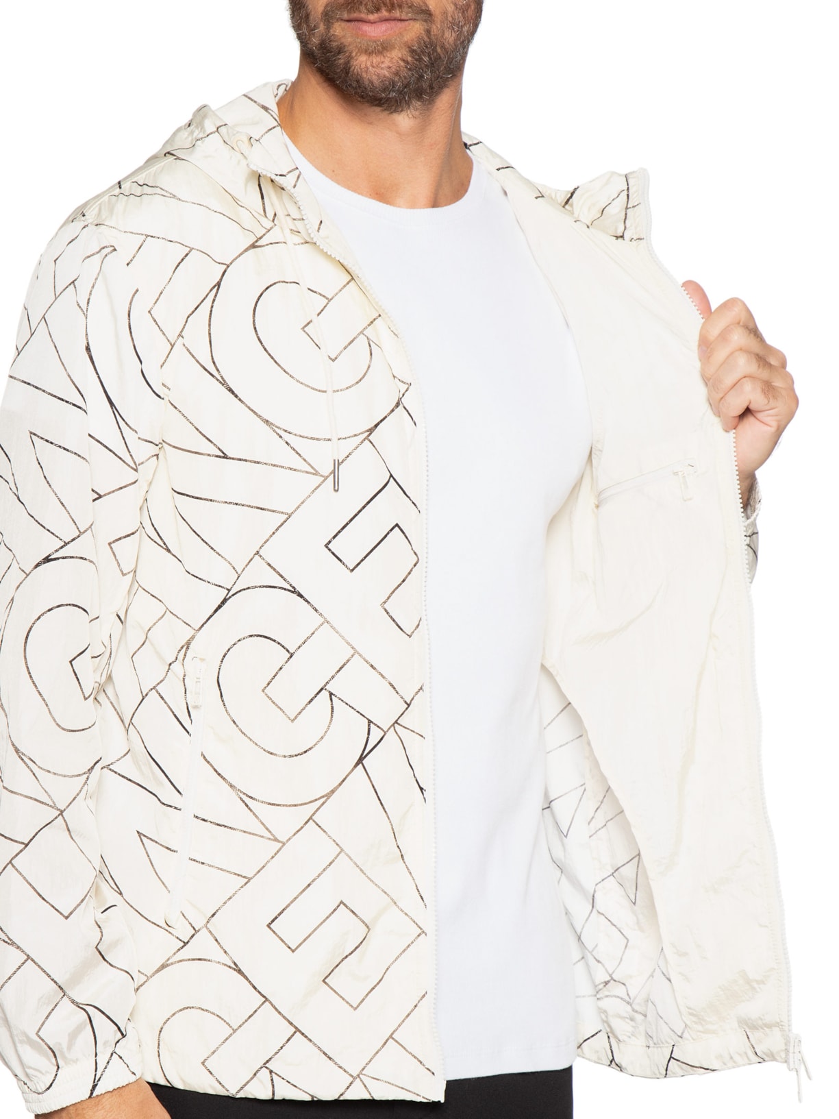 Jaqueta Masculina Full Logo Fashion Branco Armani Exchange