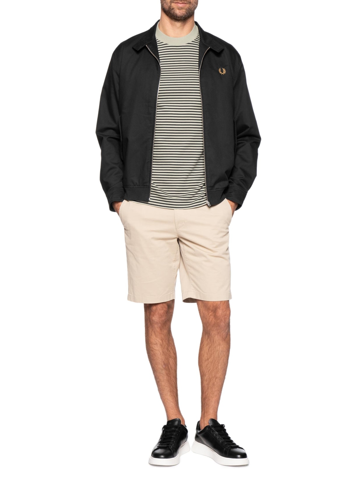 Jaqueta Masculina Harrington Regular Fit Em Twill Preto Fred Perry