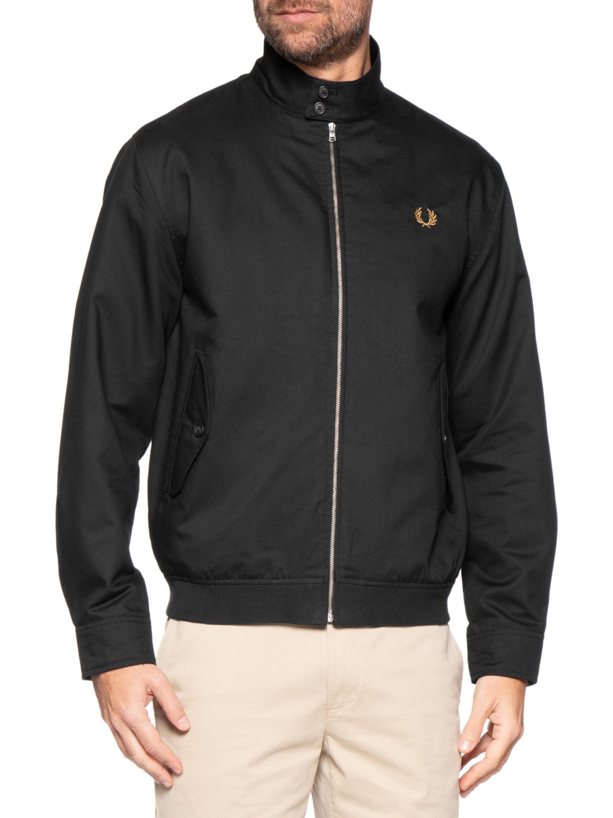 Jaqueta Masculina Harrington Regular Fit Em Twill Preto Fred Perry