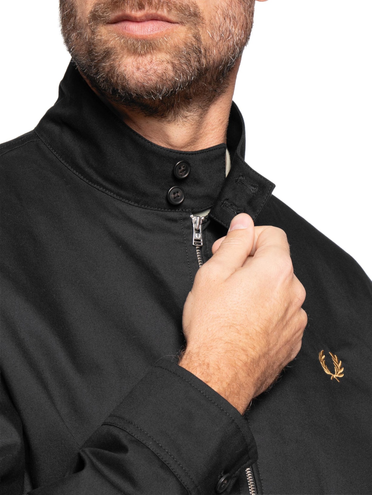 Jaqueta Masculina Harrington Regular Fit Em Twill Preto Fred Perry