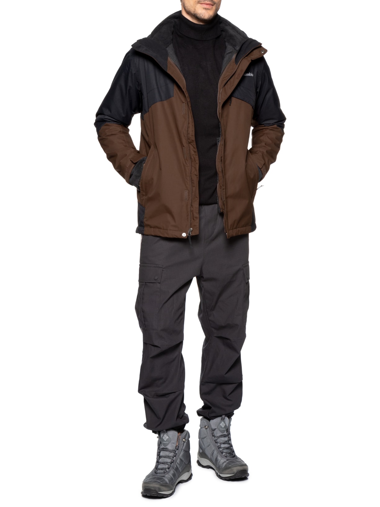 Jaqueta Masculina Interchange Bugaboo III Fleece Com Capuz Marrom Columbia