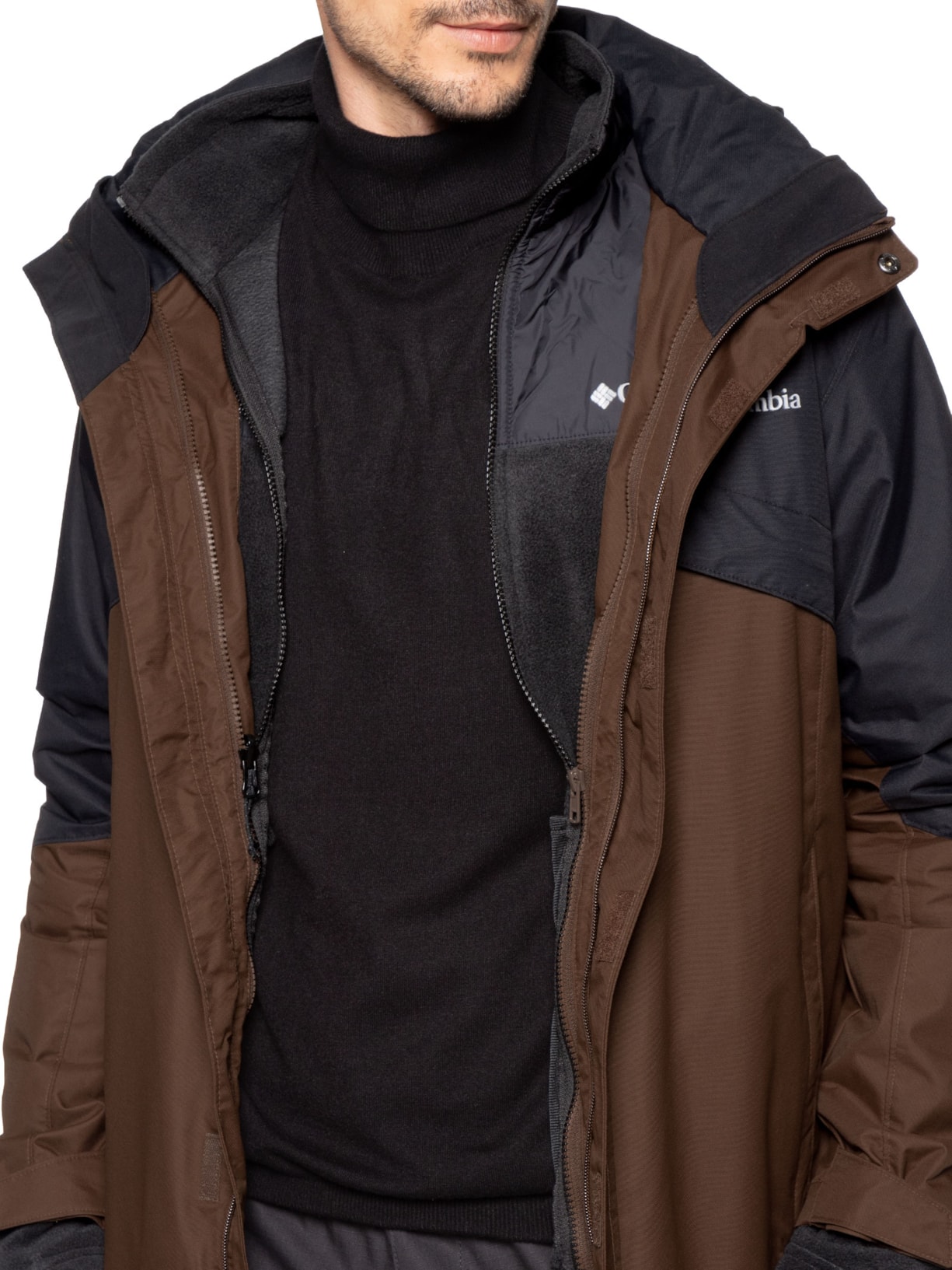 Jaqueta Masculina Interchange Bugaboo™ III Fleece Com Capuz Marrom Columbia