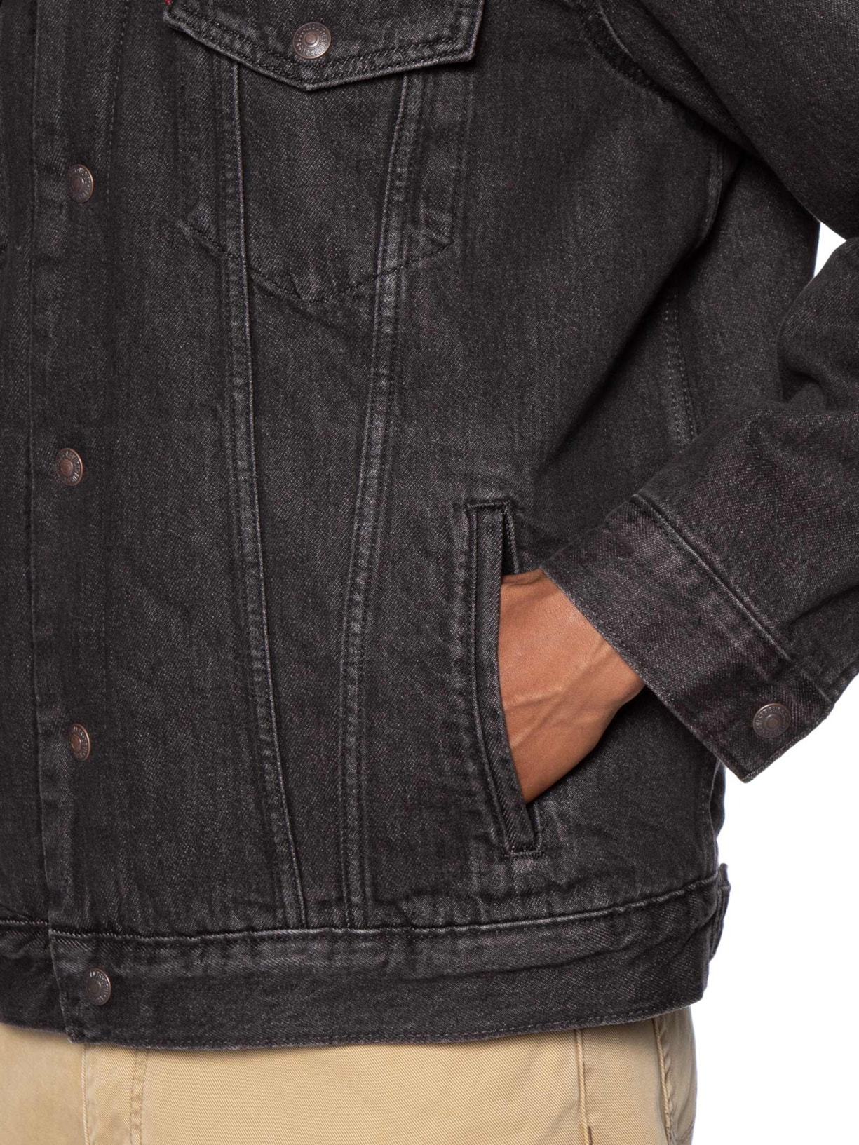 Jaqueta Masculina Jeans Modelagem Relaxed Sherpa Tracker Preto Levi's
