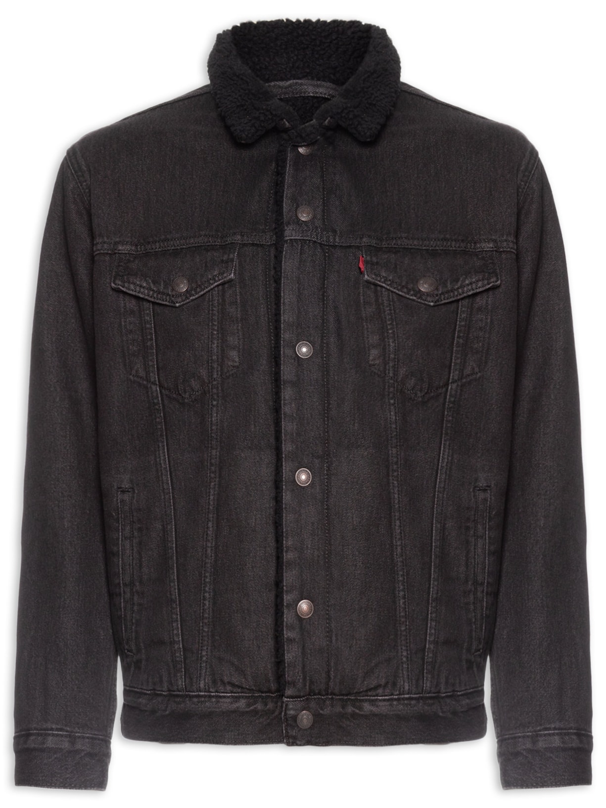 Jaqueta Masculina Jeans Modelagem Relaxed Sherpa Tracker Preto Levi's