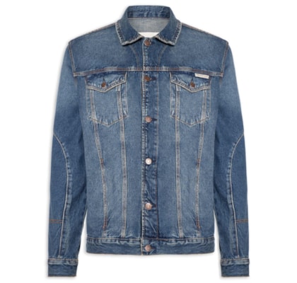 Jaqueta Masculina Jeans Over Recorte Manga - Azul