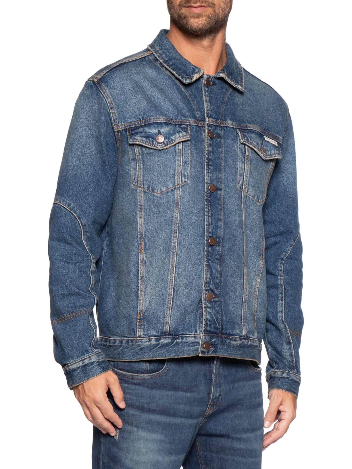 Jaqueta Masculina Jeans Over Recorte Manga Azul Calvin Klein Jeans