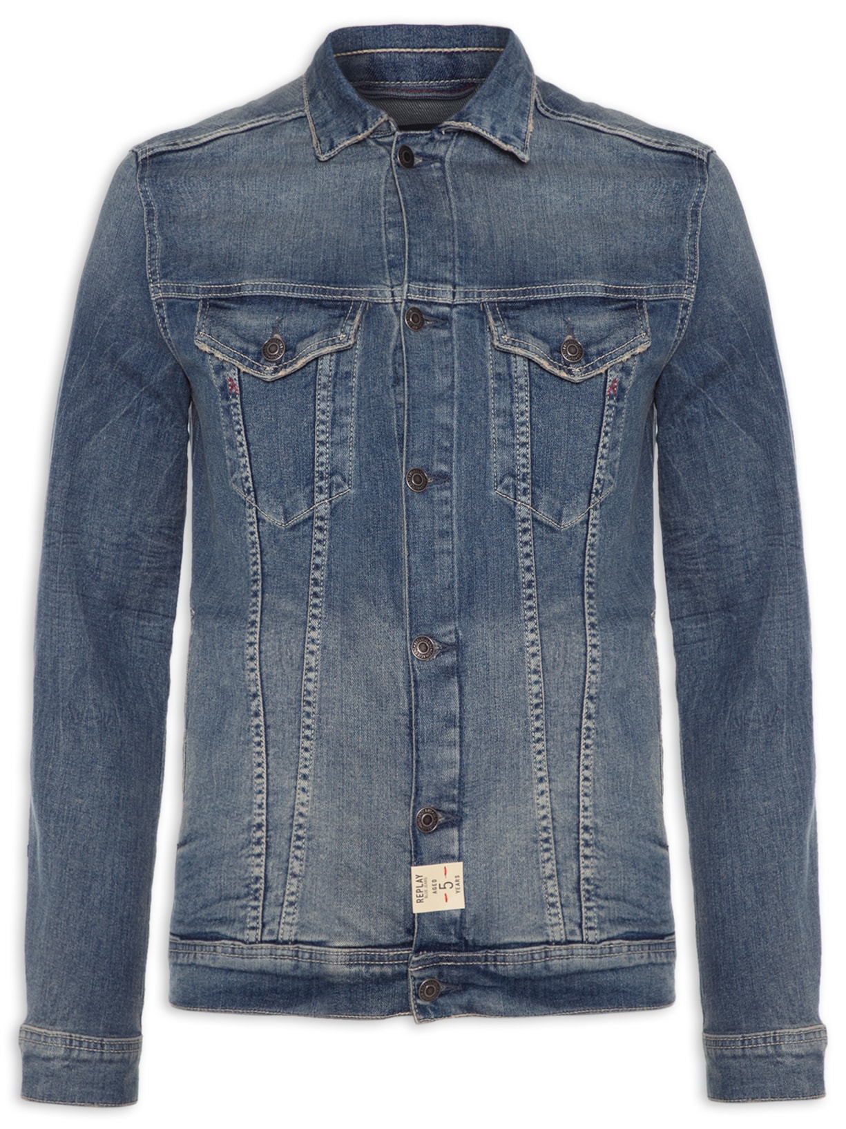 Denim Shirt Camisa Replay Hombre Jaqueta Masculina Jeans Trucker Aged Replay Azul