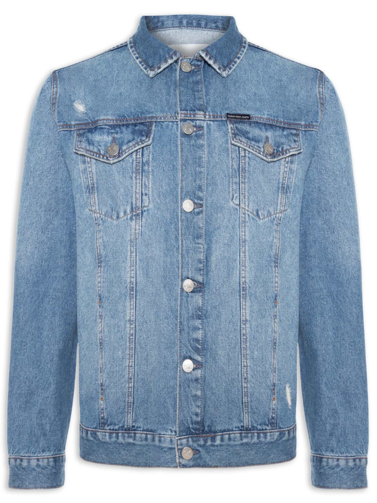 Jaqueta Masculina Jeans Trucker Peq Puídos - Azul