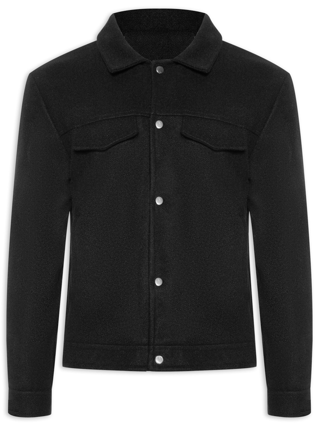 Jaqueta Masculina Lã Batida Preto Basiq Men