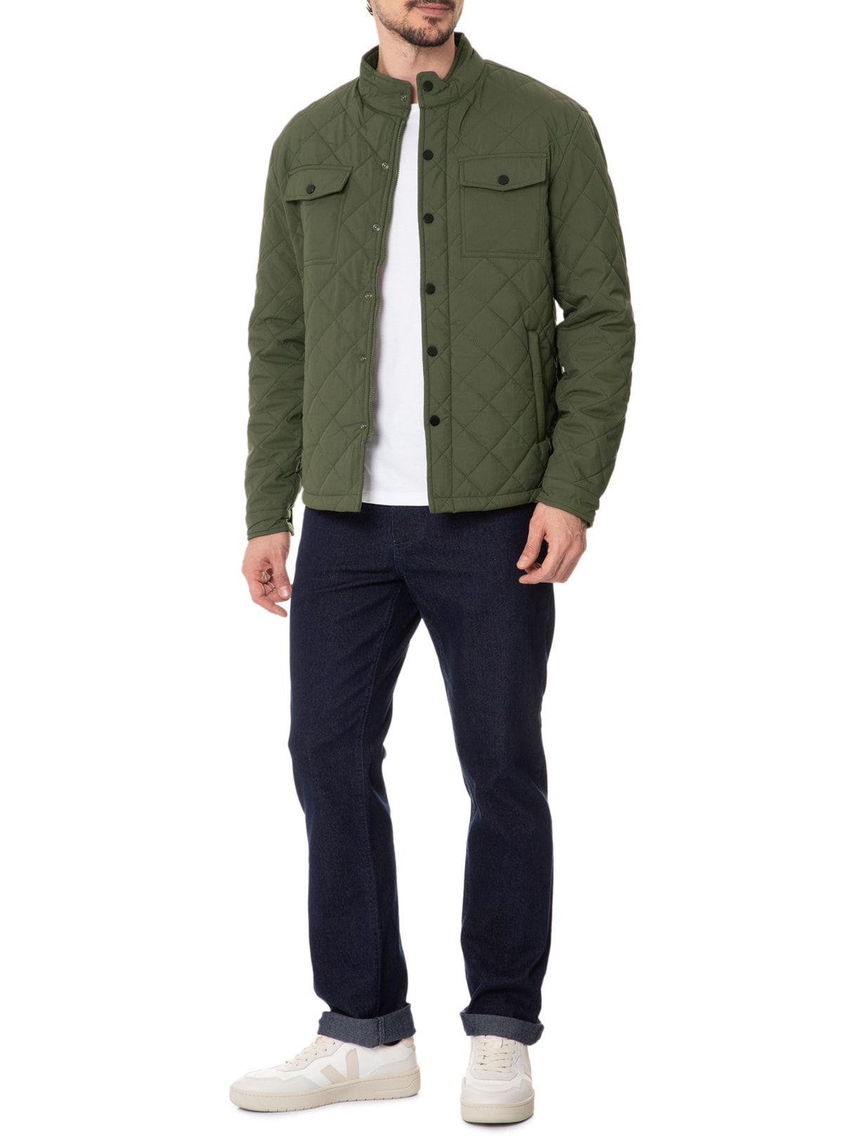 Jaqueta Masculina Matelassê Casual Verde Basiq Men