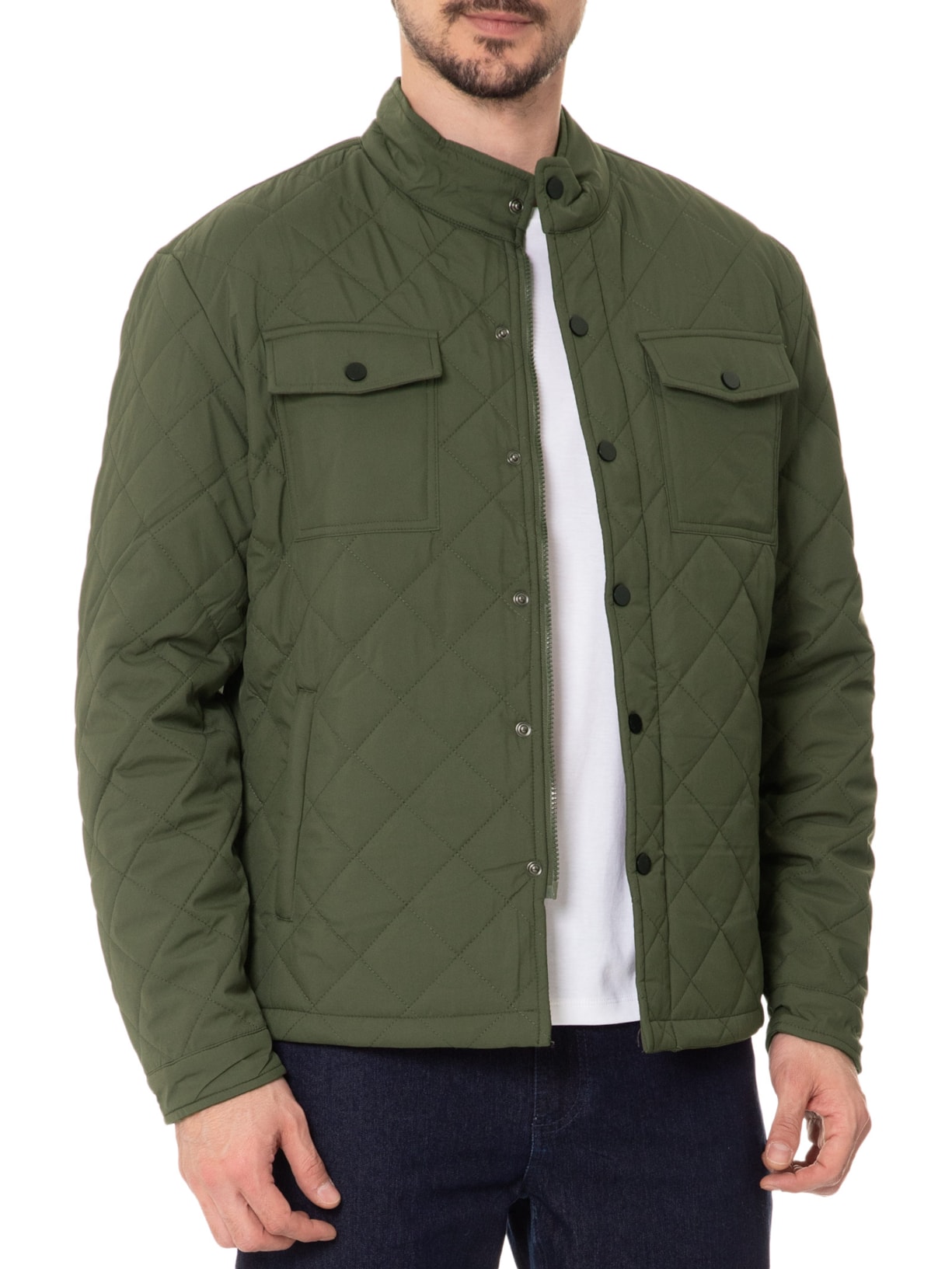 Jaqueta Masculina Matelassê Casual Verde Basiq Men