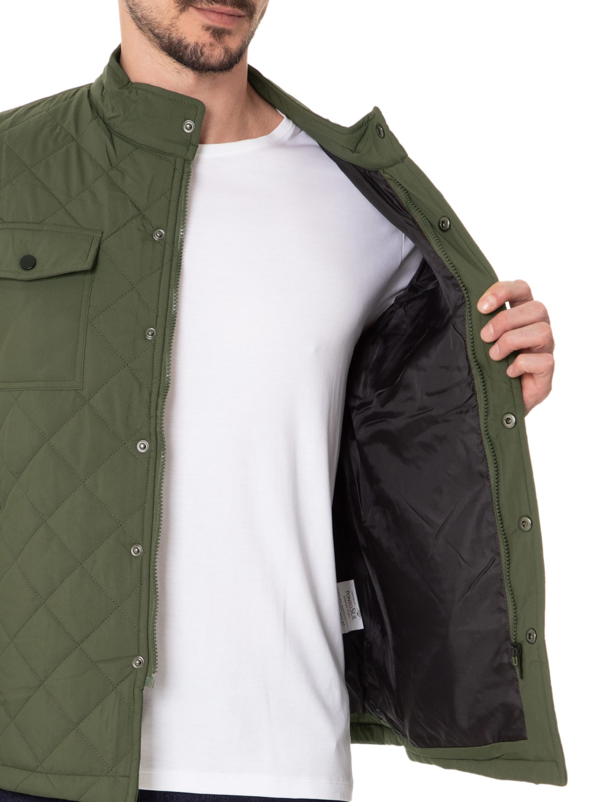 Jaqueta Masculina Matelassê Casual Verde Basiq Men