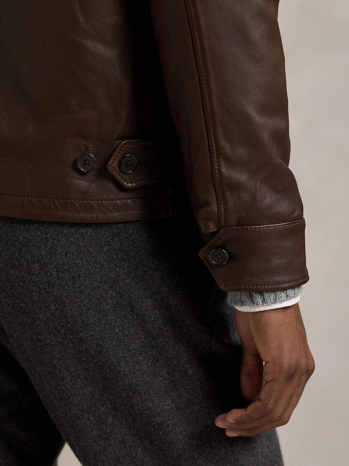 Jaqueta Masculina Maxwell Lambskin Windbreaker Marrom Polo Ralph Lauren