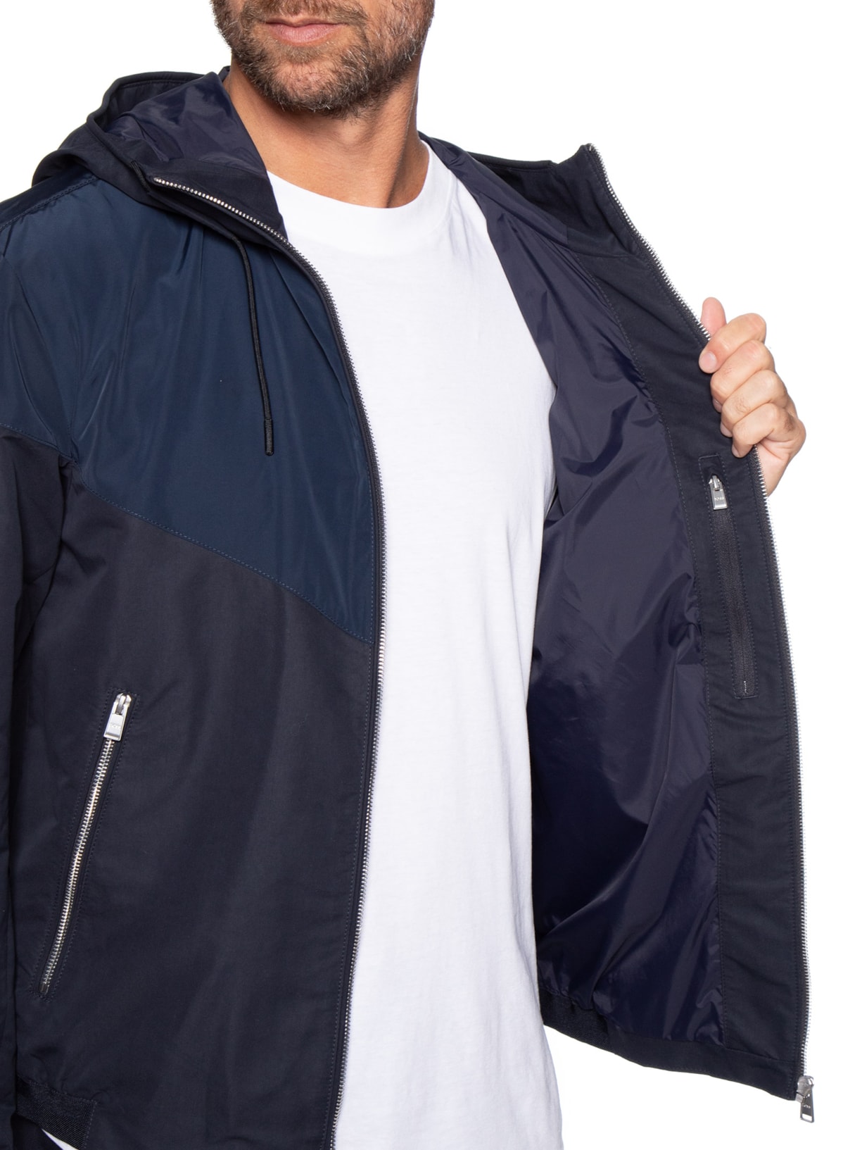 Jaqueta Masculina Microfibra Water-Repell Azul Boss