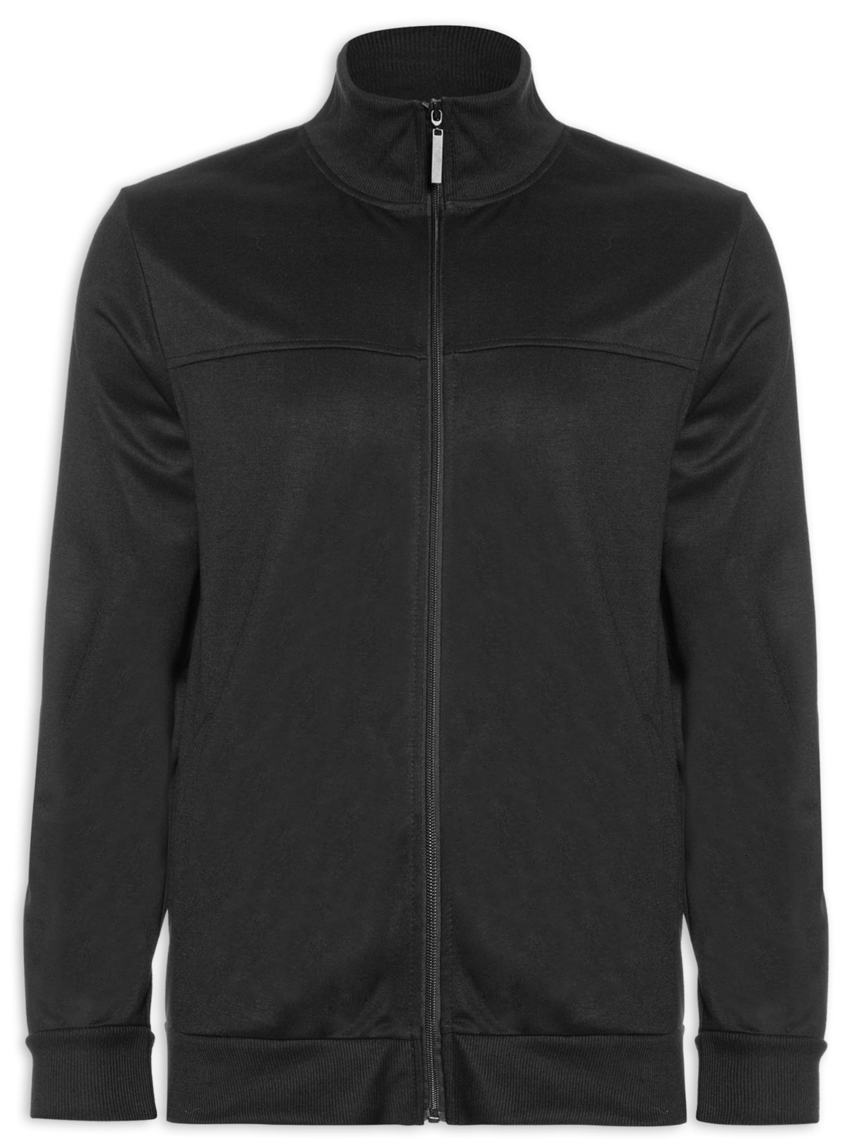 Jaqueta Masculina Moletom Com Zíper Recorte - Preto