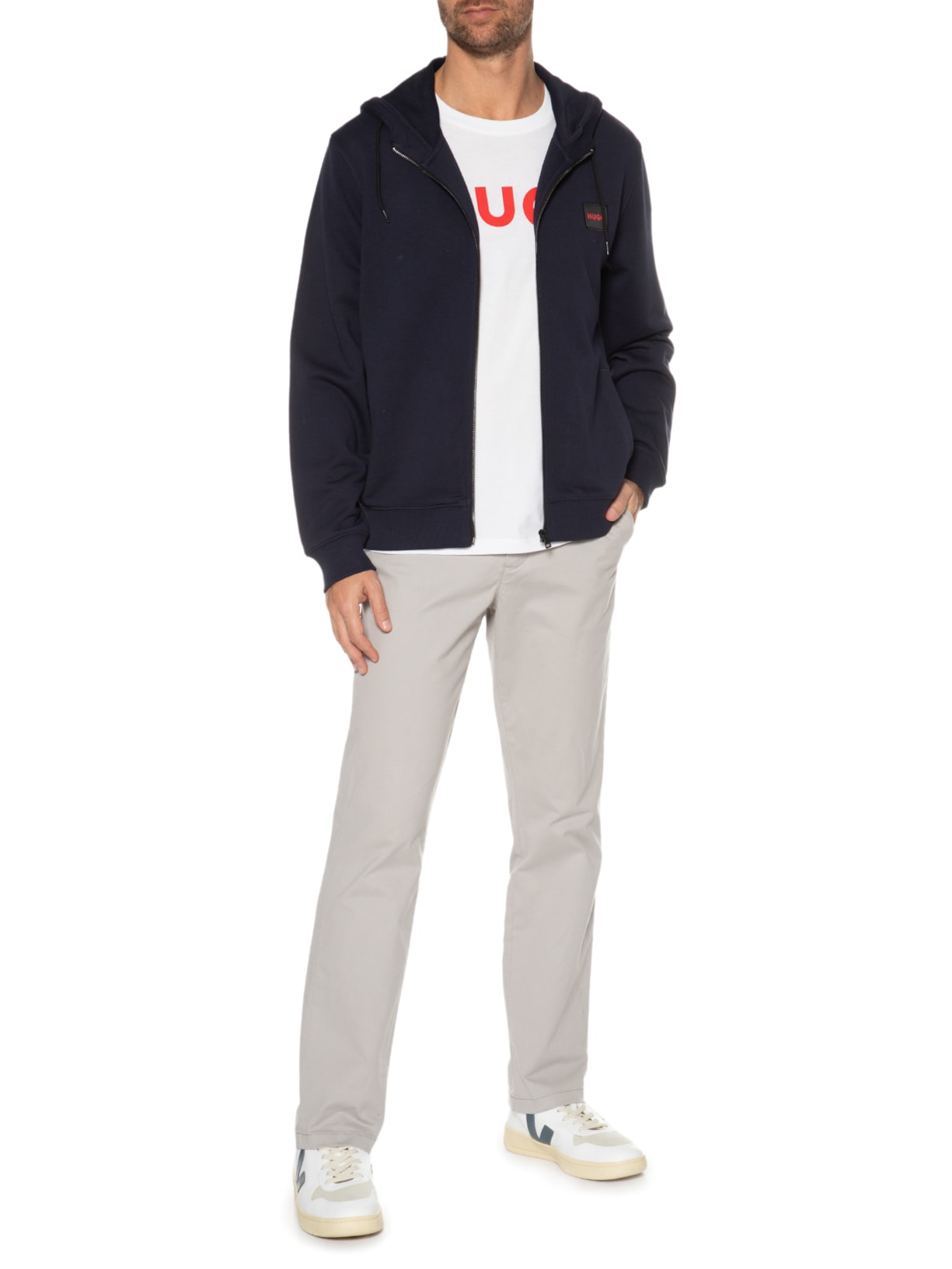 Jaqueta Masculina Moletom Daple Azul Hugo