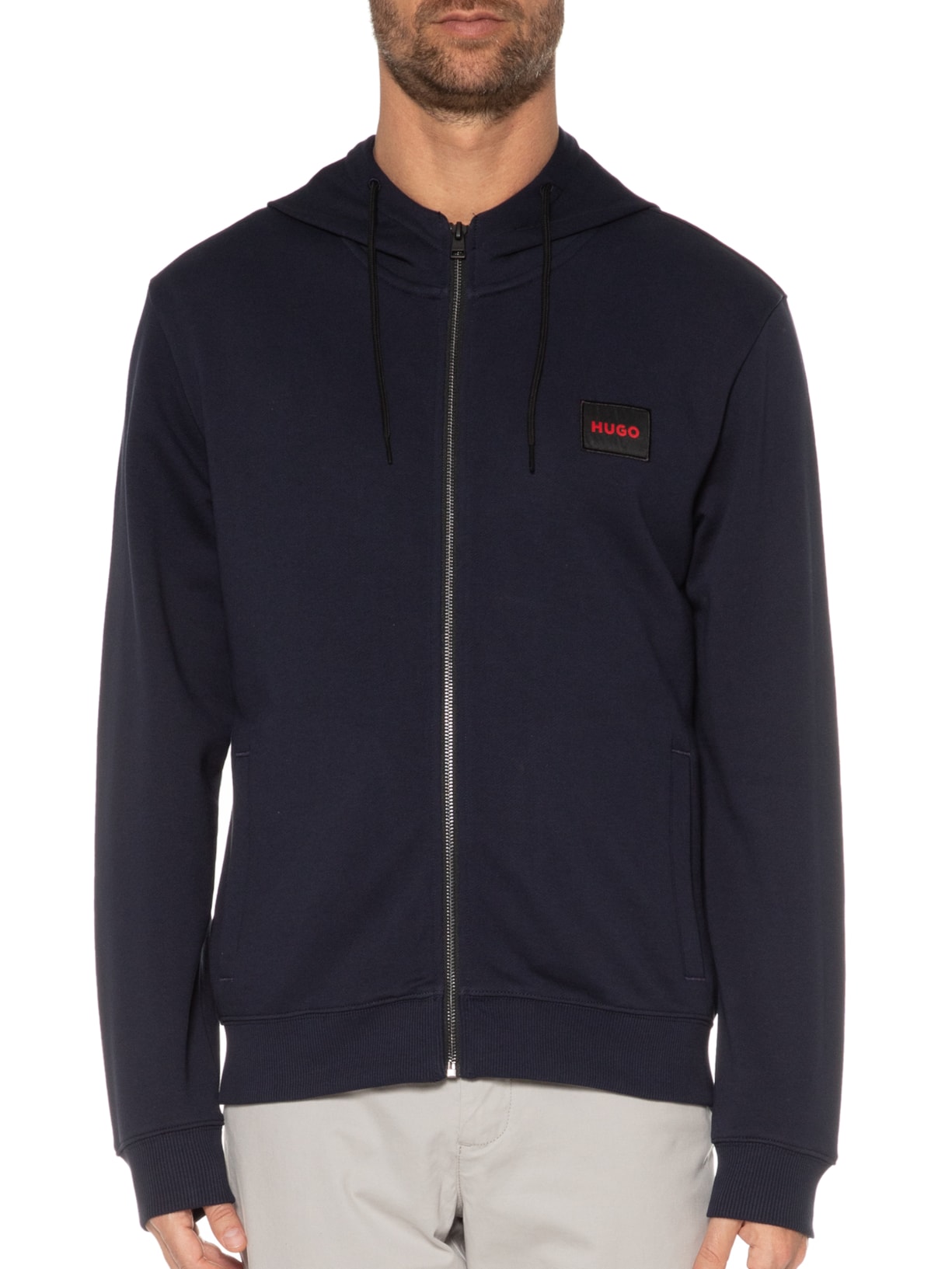 Jaqueta Masculina Moletom Daple Azul Hugo