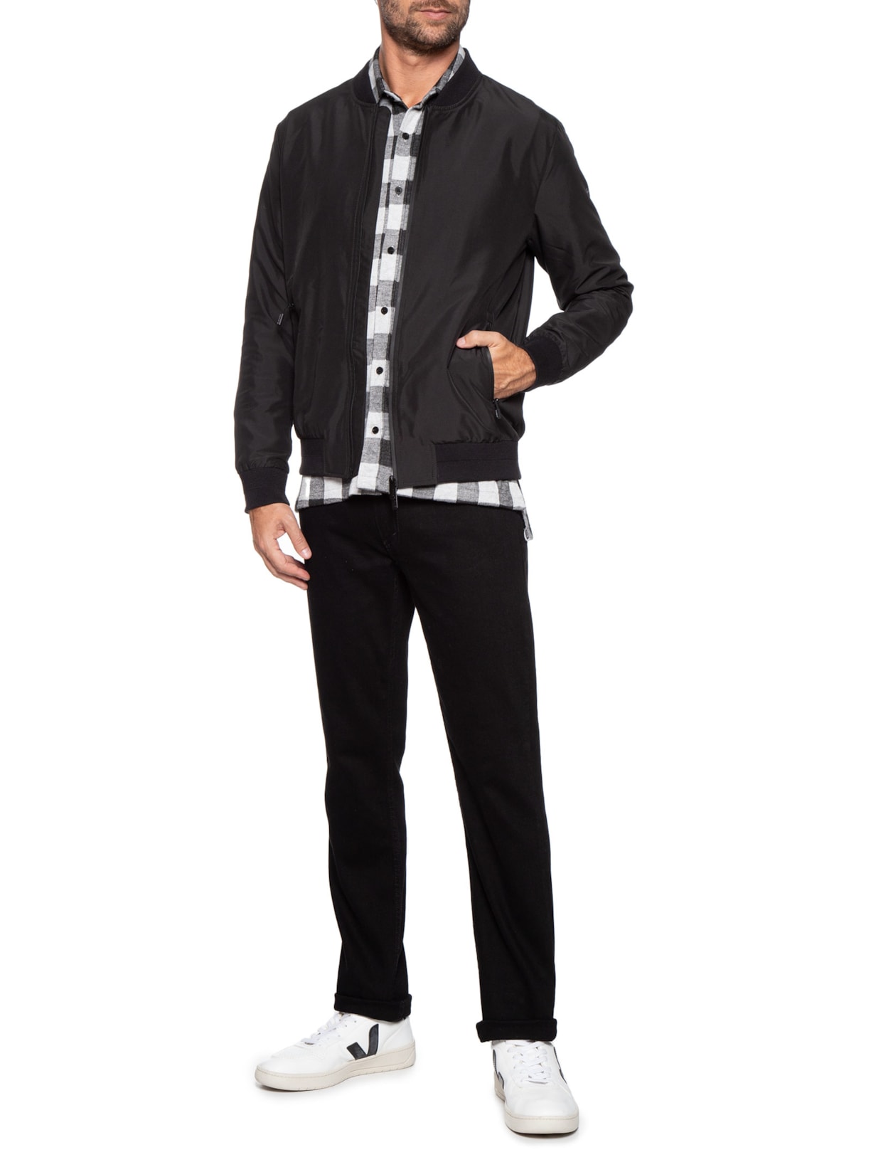Jaqueta Masculina Nylon Bomber Liq Rep Preto Aramis