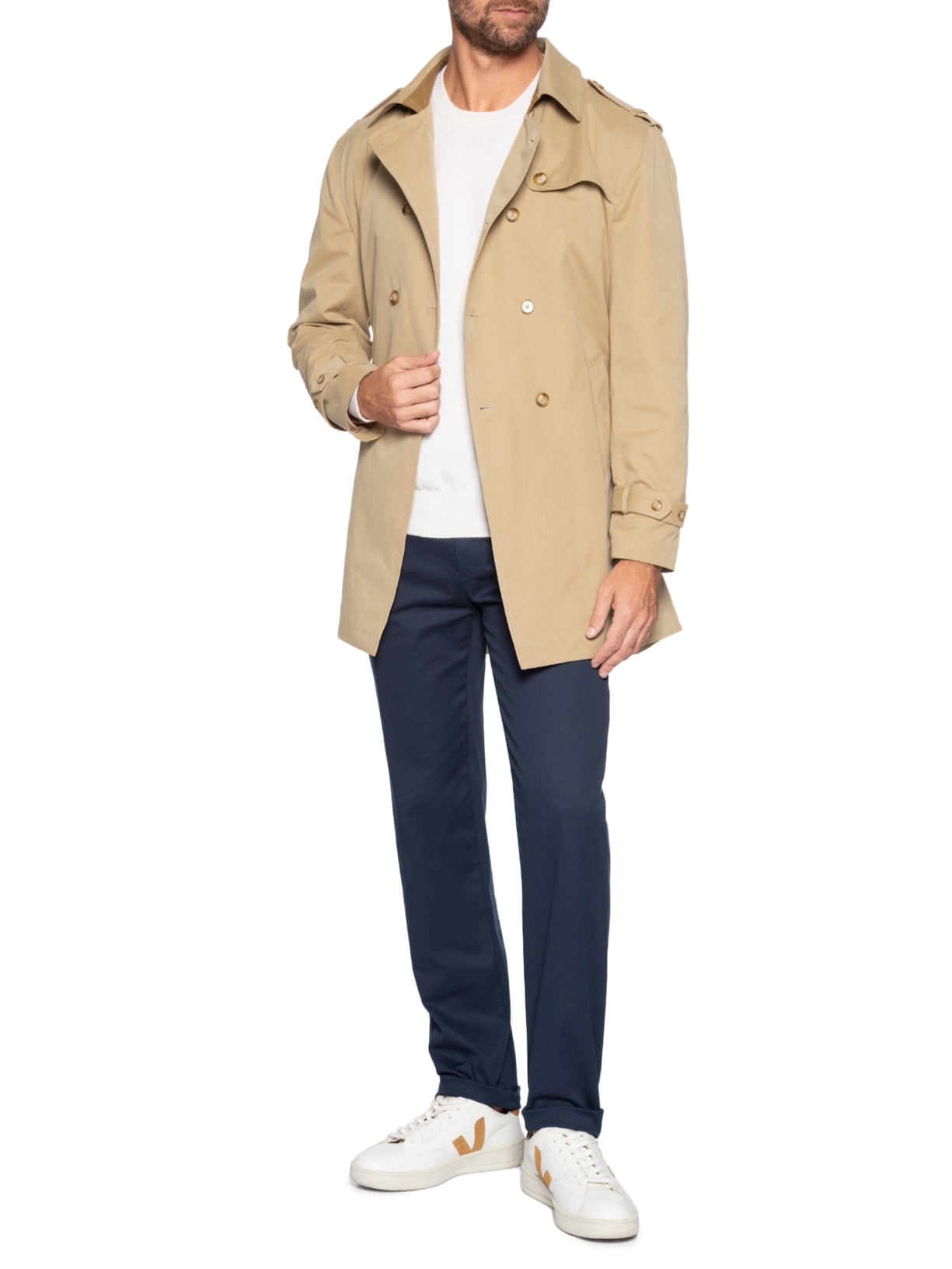 Jaqueta Masculina Over Coat Tecno Em Algodão Bege Paramount Alfaiataria