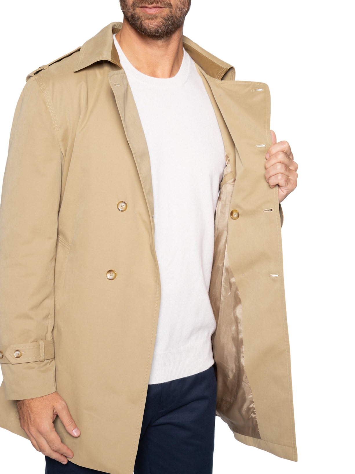Jaqueta Masculina Over Coat Tecno Em Algodão Bege Paramount Alfaiataria