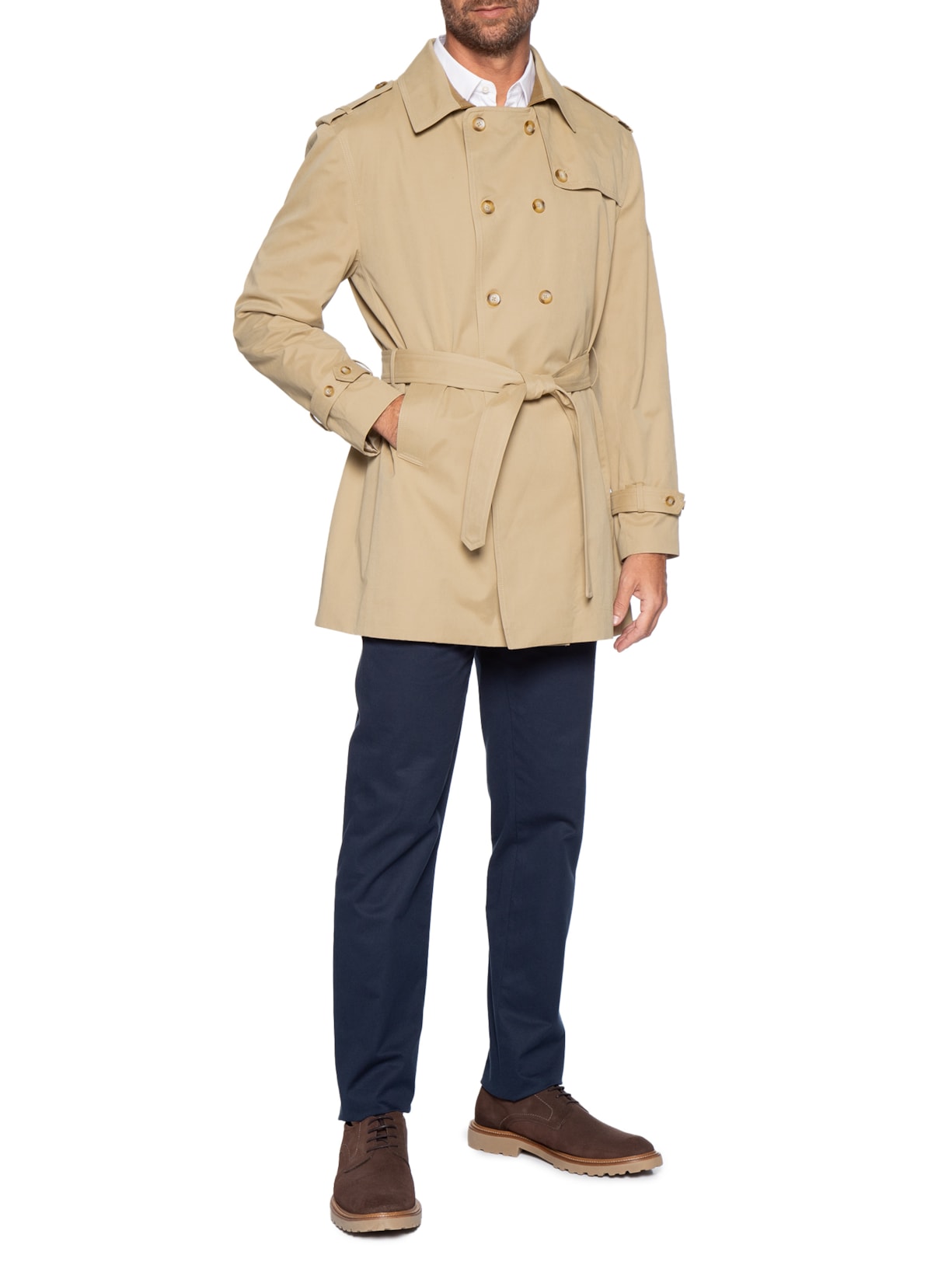 Jaqueta Masculina Over Coat Tecno Em Algodão Bege Paramount Alfaiataria